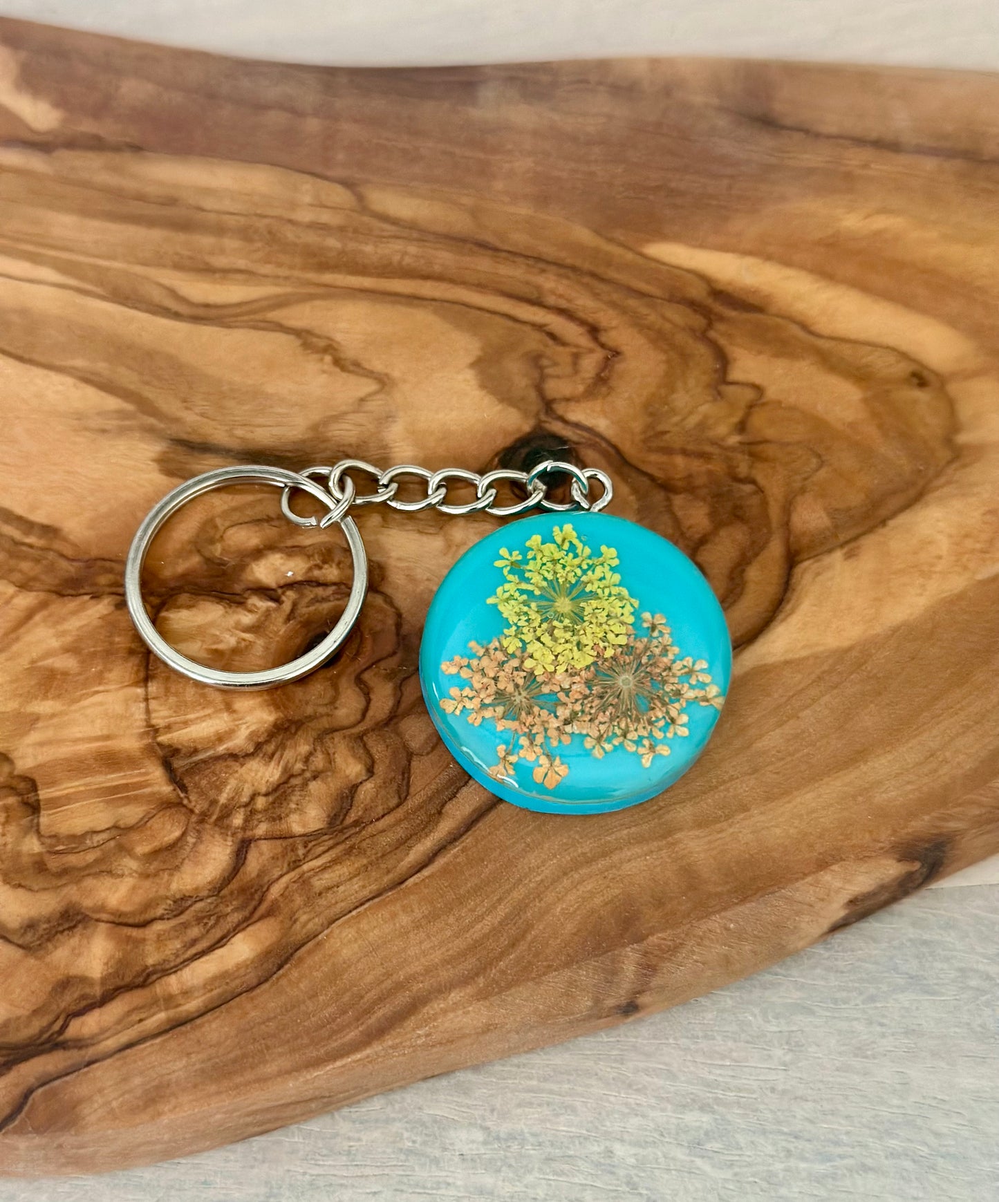 Resin Keychain with Dried Flowers