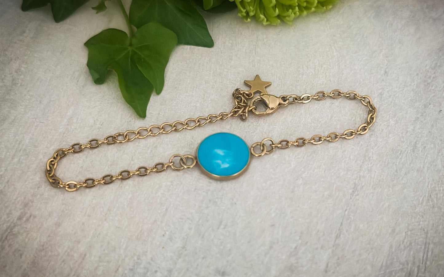 Personalized Engraved Stainless Steel Gold Bracelet with Resin filled Bezel