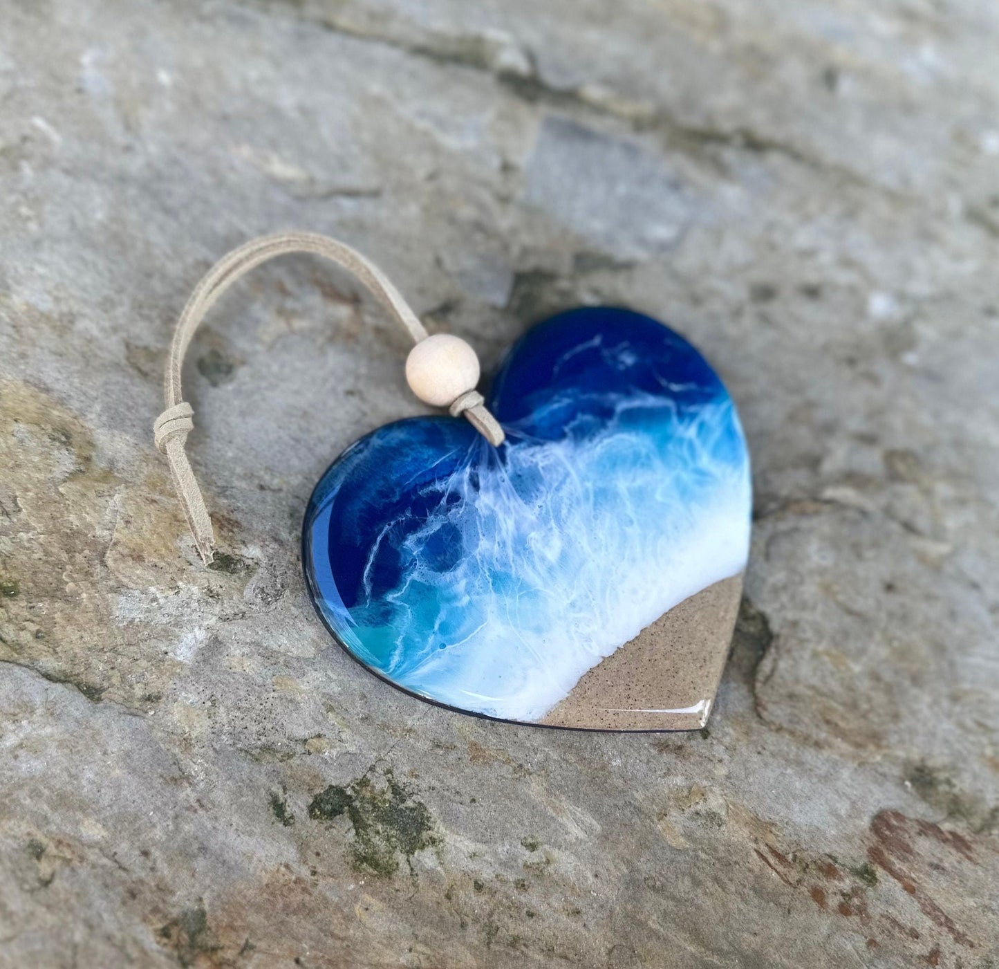 Resin Heart Art  - Ocean Resin Heart Ornaments