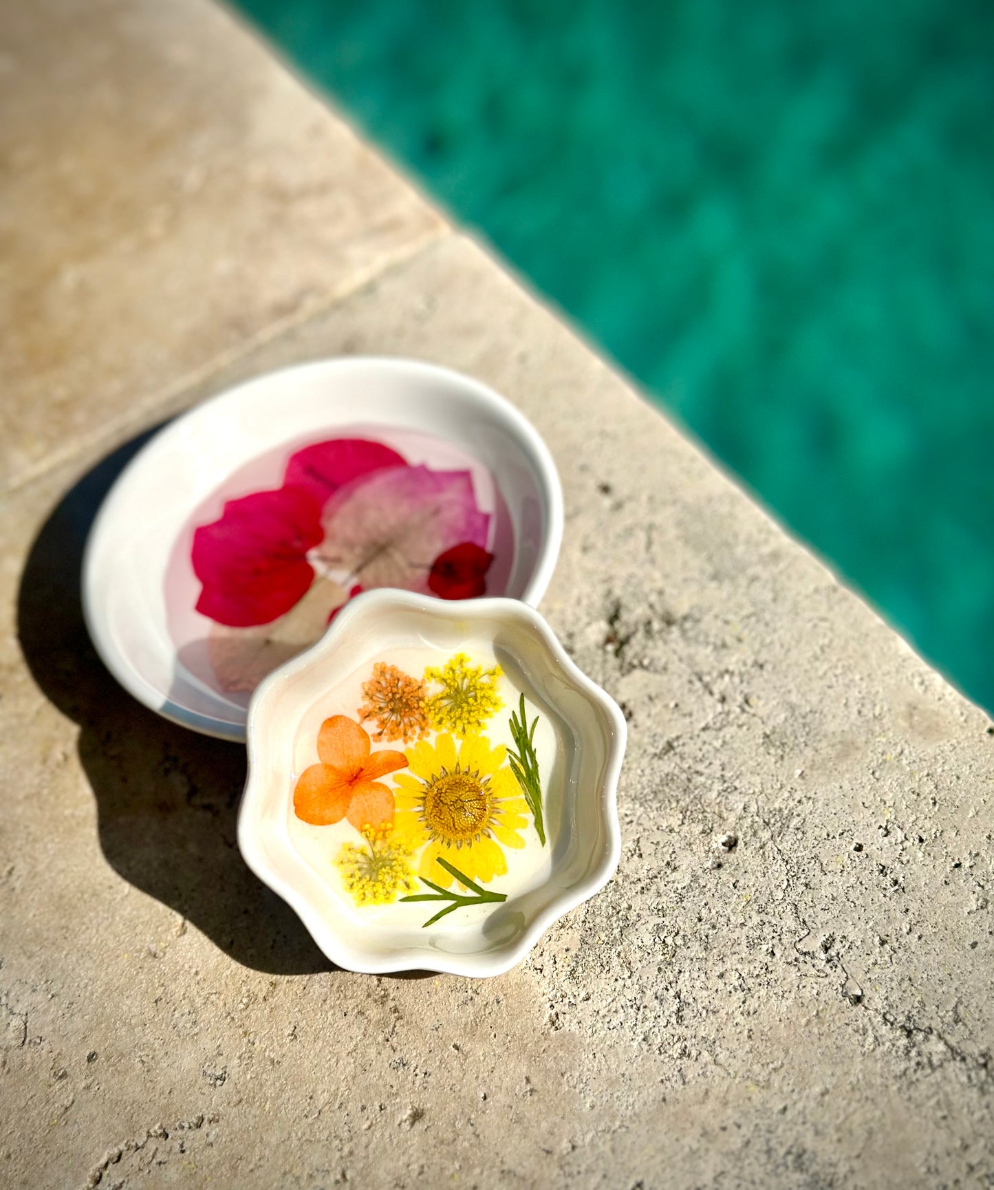 Ring Dish with Dried Flowers and Resin