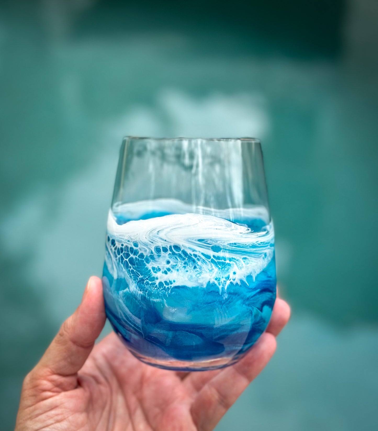 Resin Wave Stemless Wine Glass - Beach Glassware