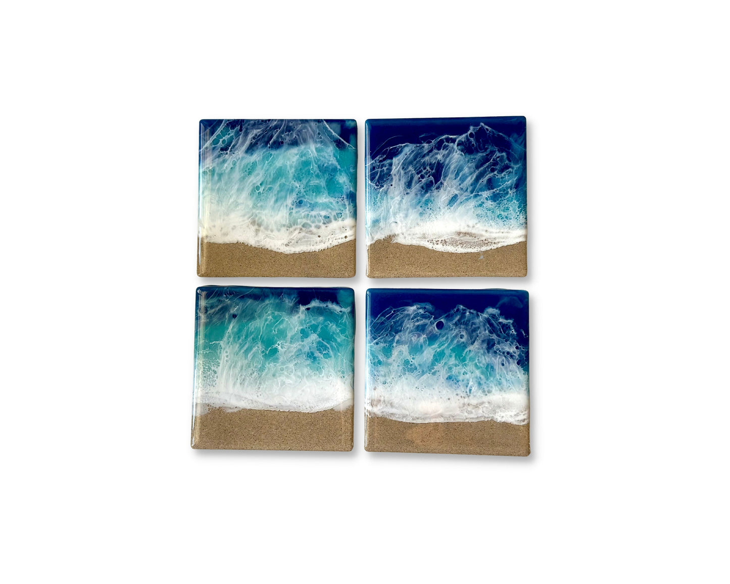 Ocean Waves Resin Coaster - Square