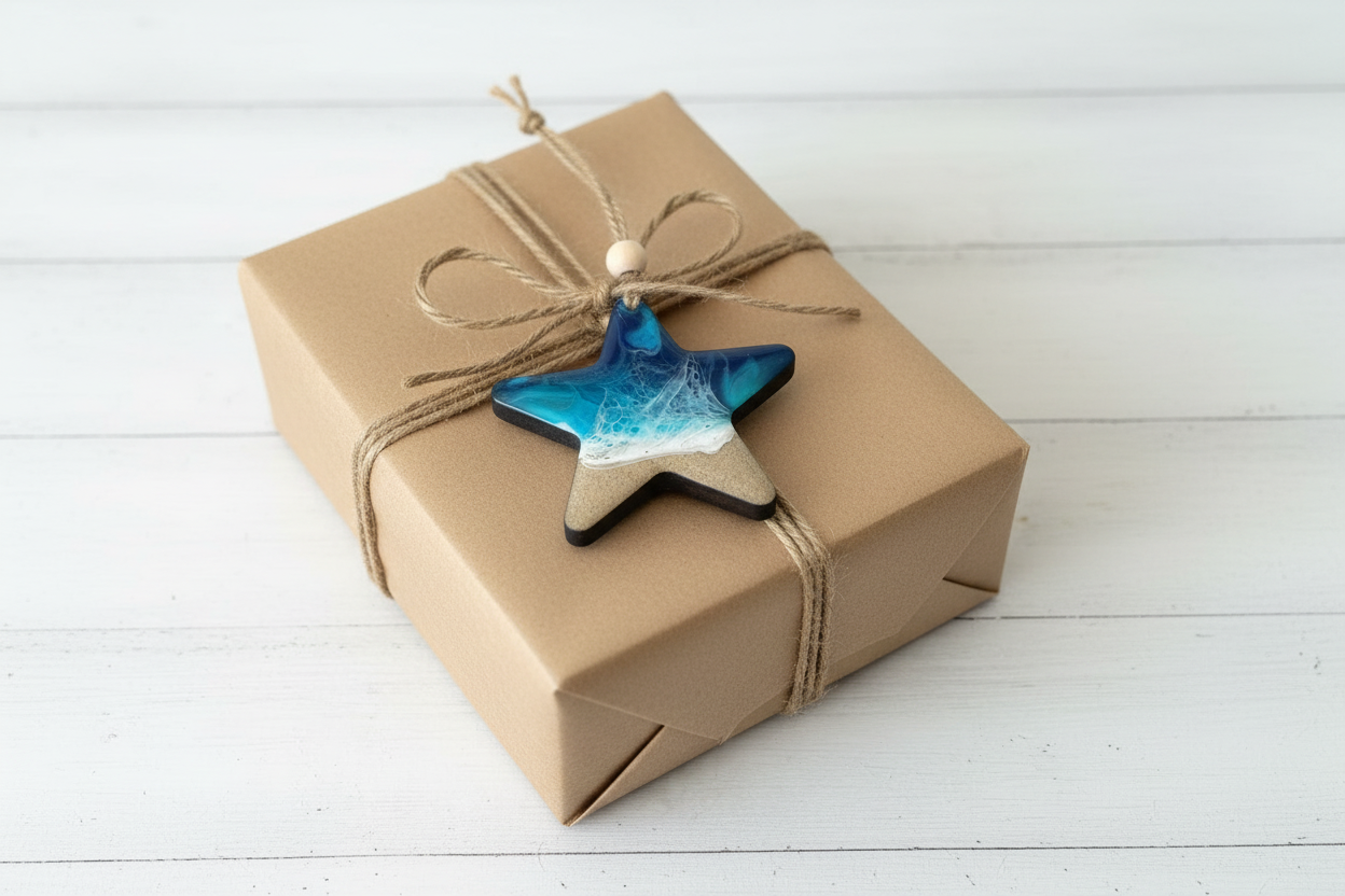 Ocean Wave Resin Star Ornament – Gift Topper