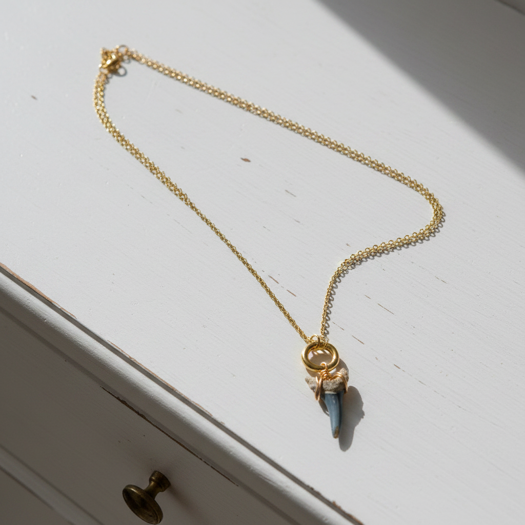 Shark Tooth Necklace - White Wooden Dresser