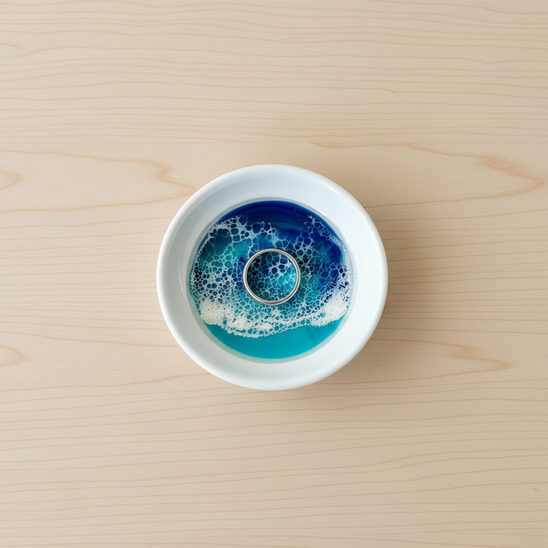 Ocean Resin Wave Ring Dish – Flat Lay