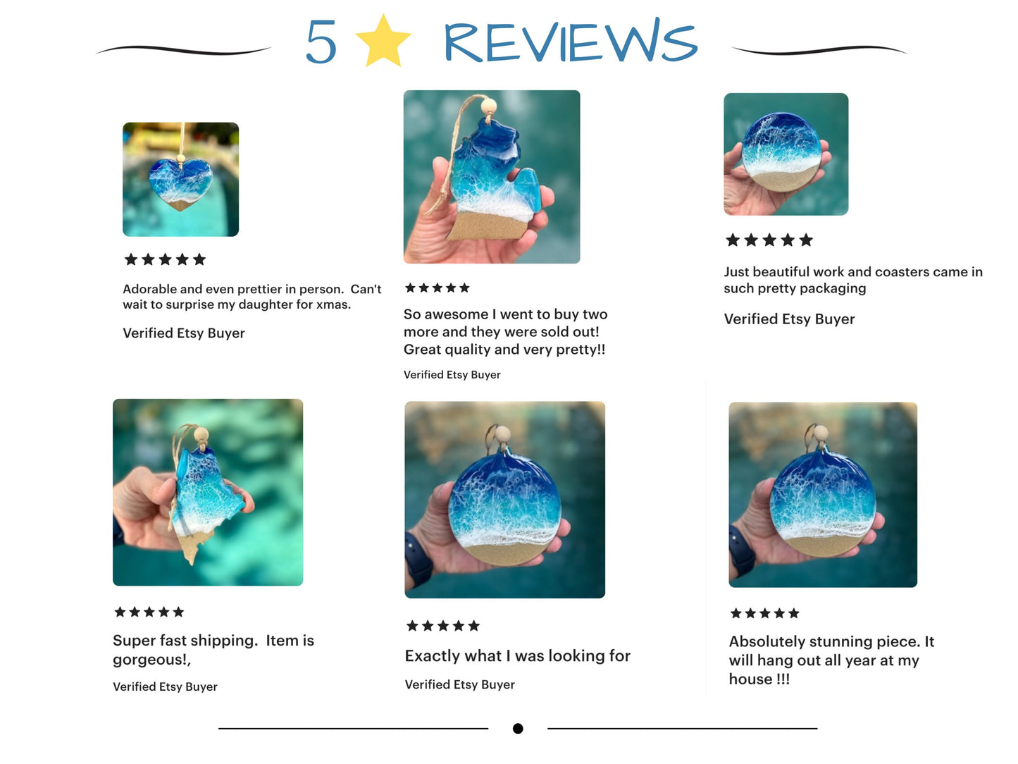 Ocean Waves Resin Ornament  - Epoxy Resin Waves Christmas Tree Decor - Beach Themed Decor - Beach Wedding Favor for guests