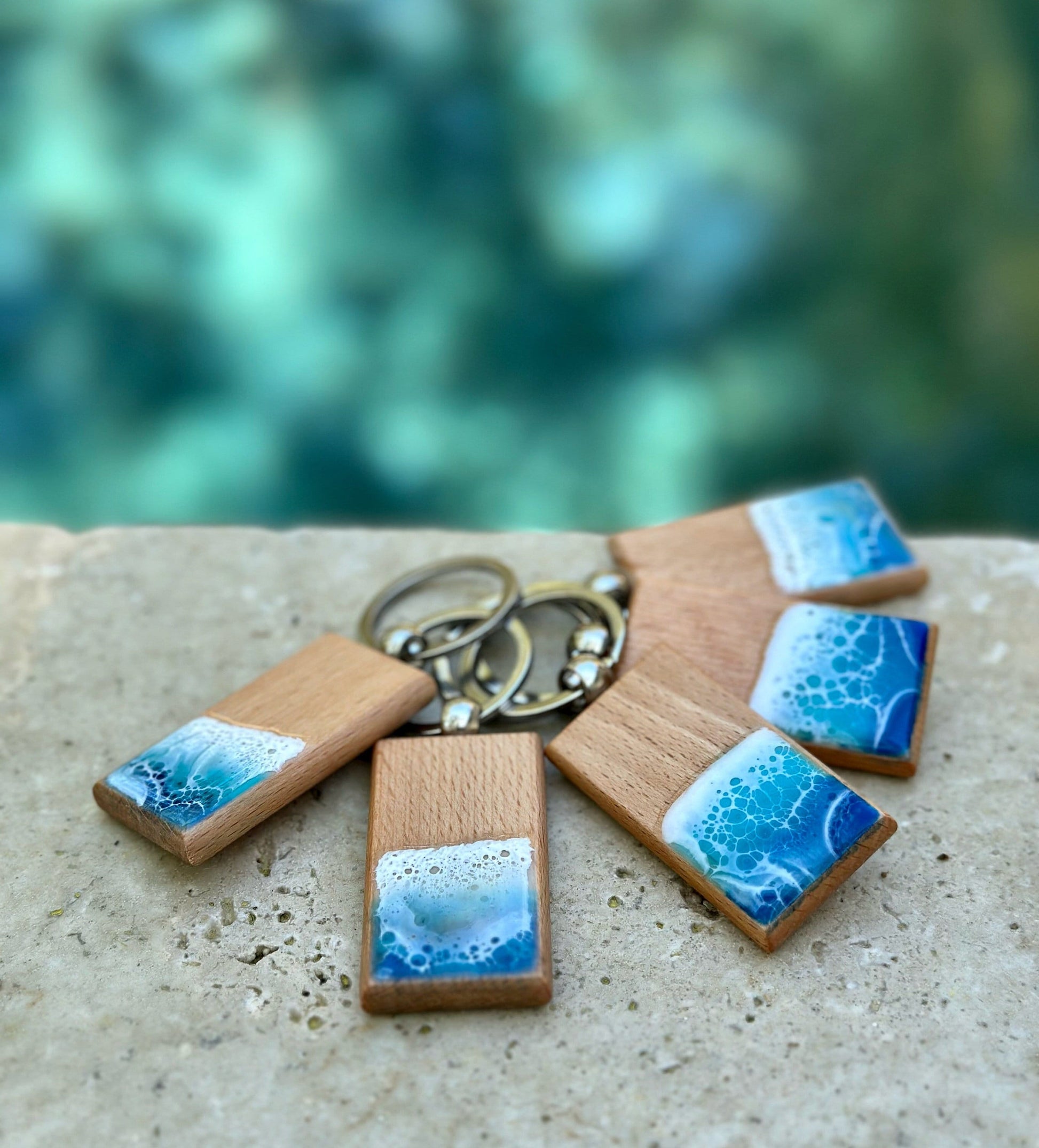 Resin Keychain Epoxy Resin Ocean Waves Key Holder