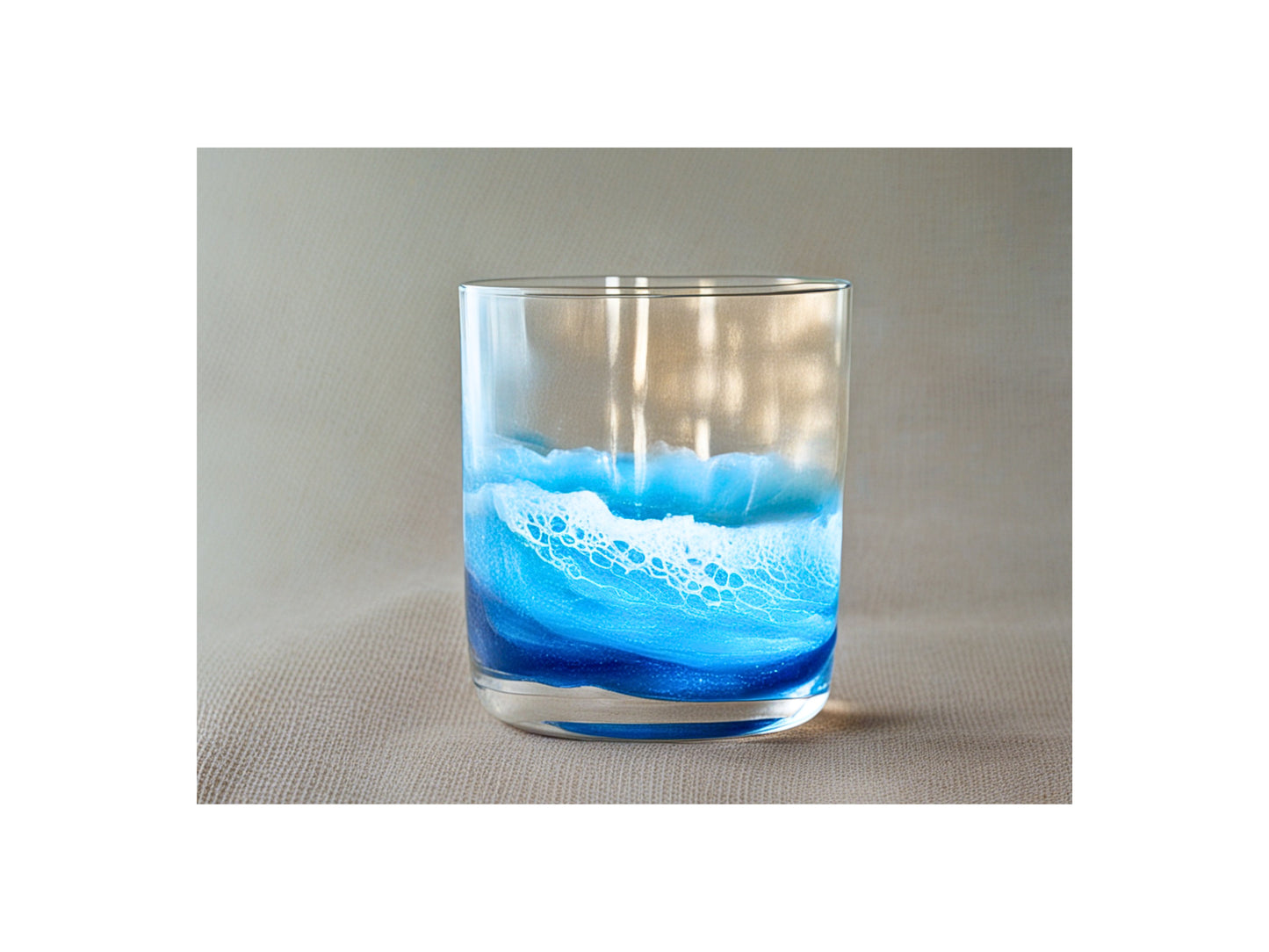 Resin Wave Rock Glass: Coastal Ocean Inspired Glassware - Beach Wedding Gift