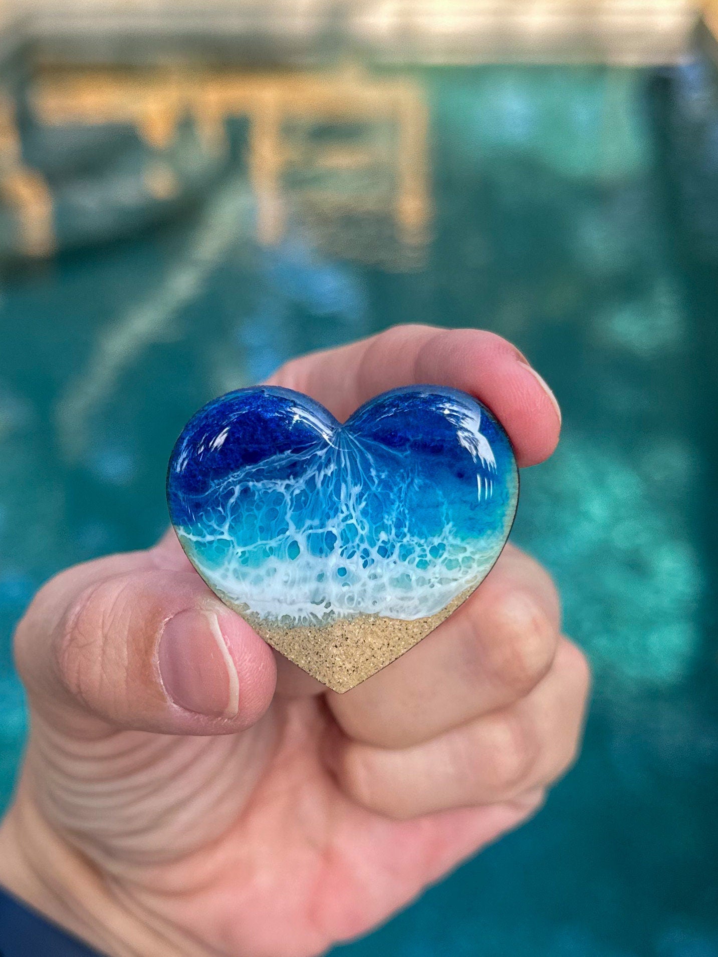 Set of 3 fridge heart magnets - Beach Wedding Favor