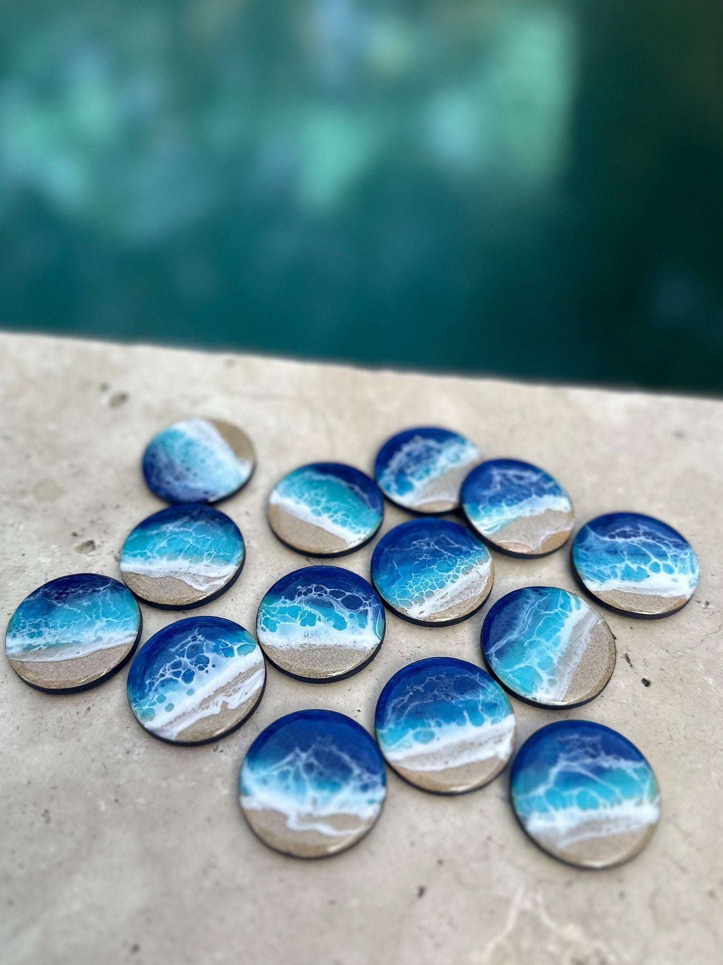 Ocean Resin Magnets Set of 3 - Fridge Magnets - Beach Wedding Favor