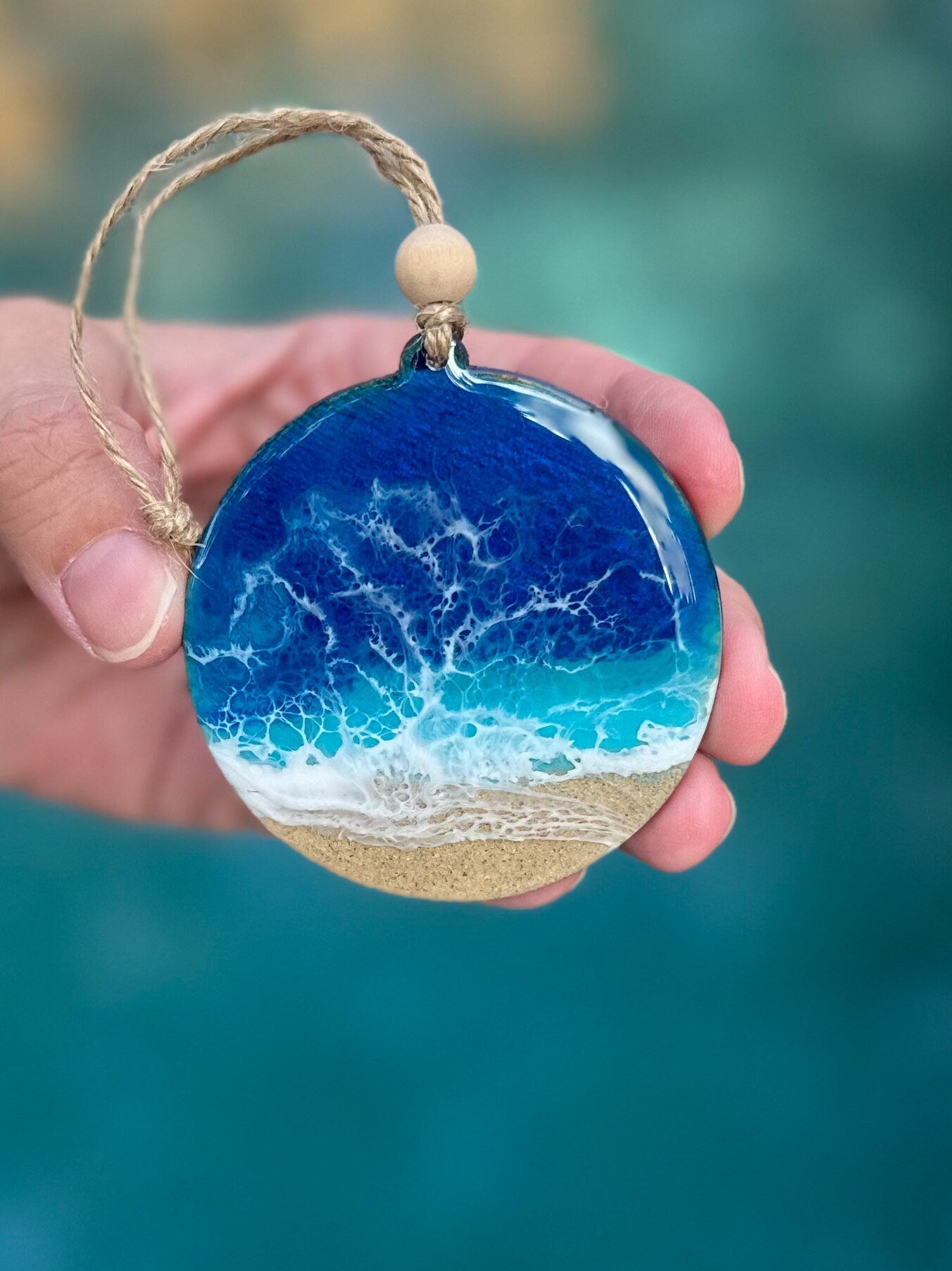 Ocean Waves Resin Ornament  - Circle Bauble