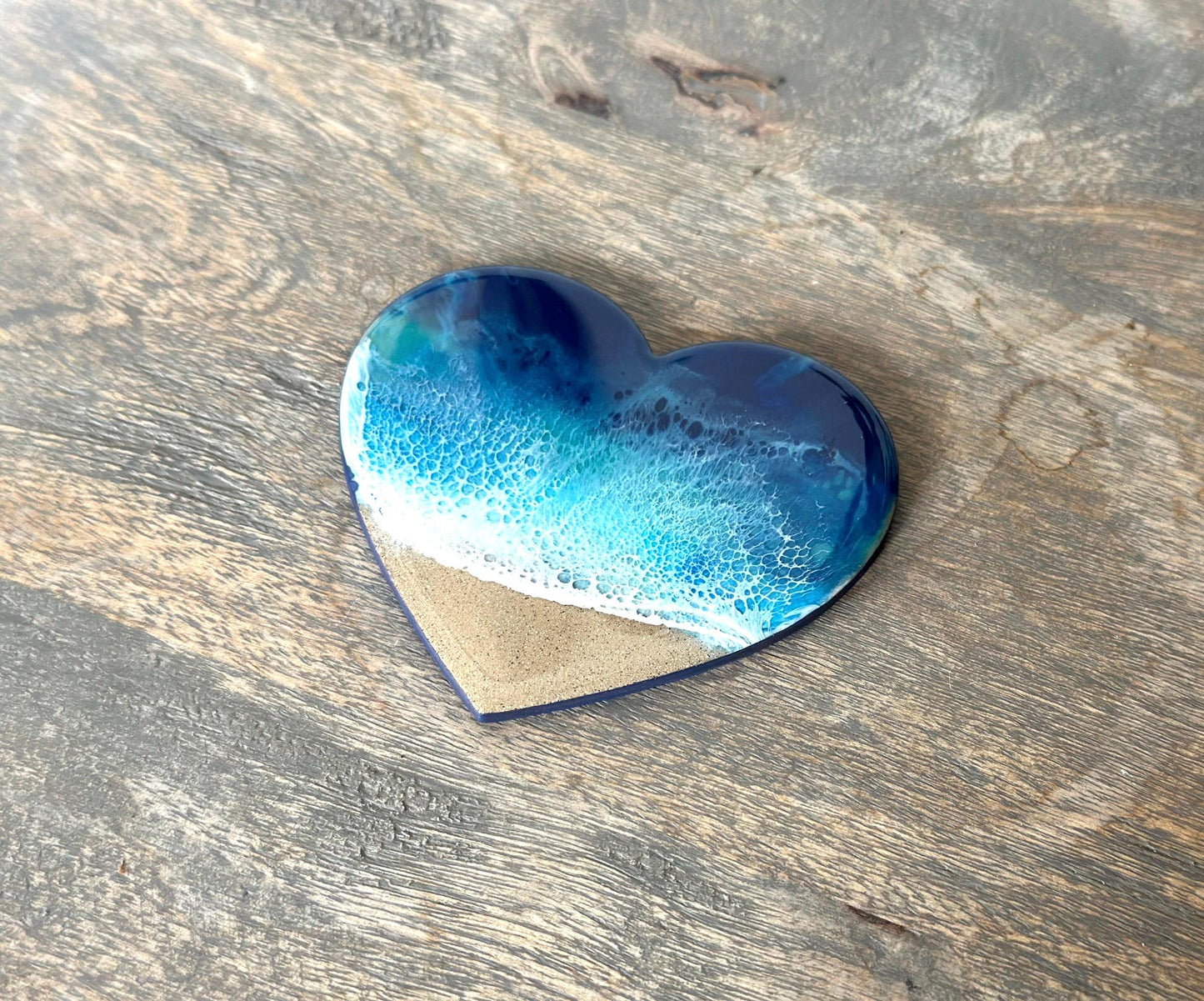 Resin Heart Magnet - Beach Wedding Favor - Ocean Resin Art - Resin Art Waves - Unique Fridge Magnets - Heart Gift Wedding