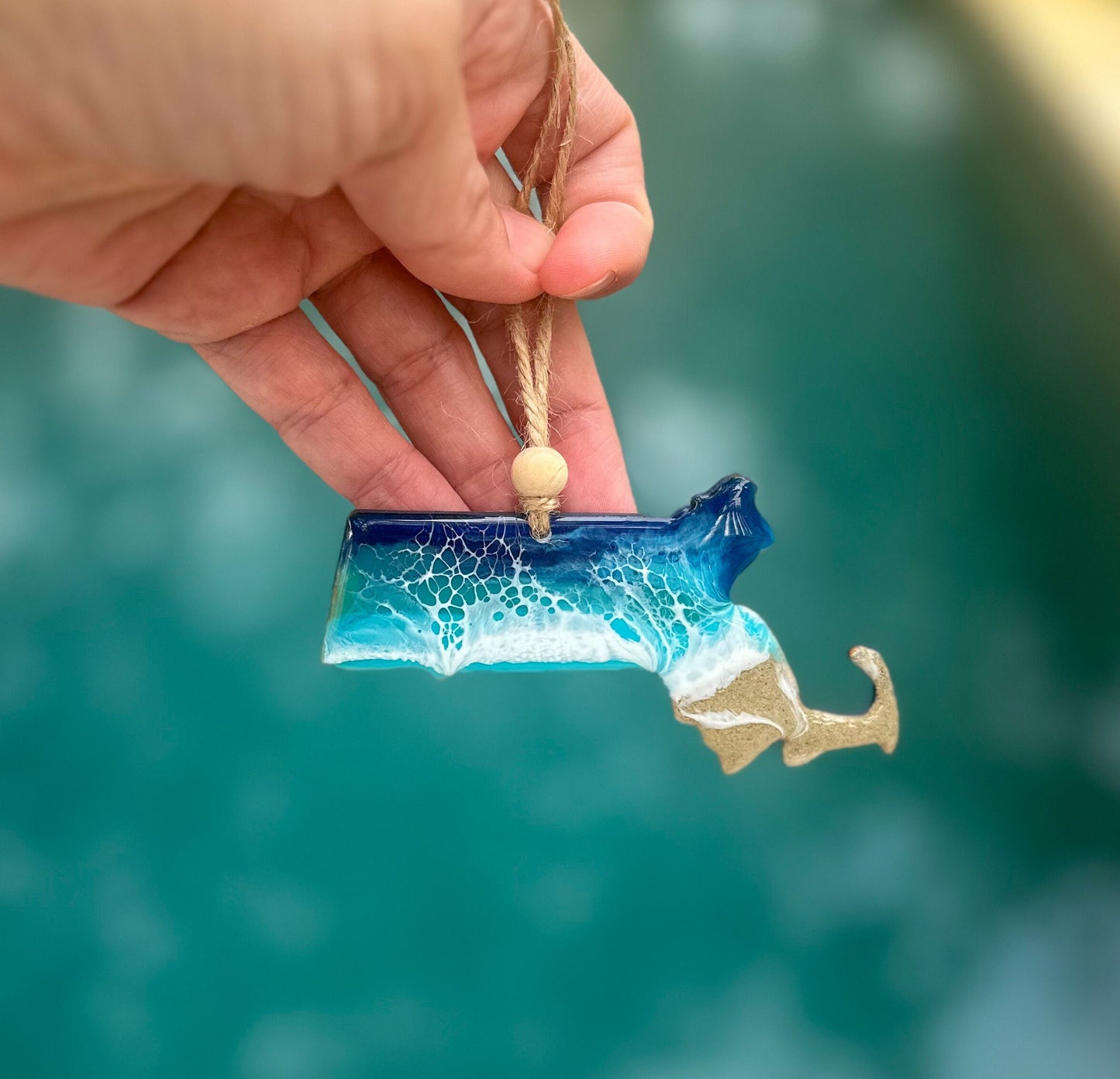 Ocean Resin Ornament - Massachusetts