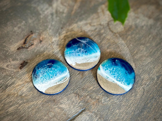 Ocean Resin Magnets Set of 3 - Fridge Magnets - Beach Wedding Favor