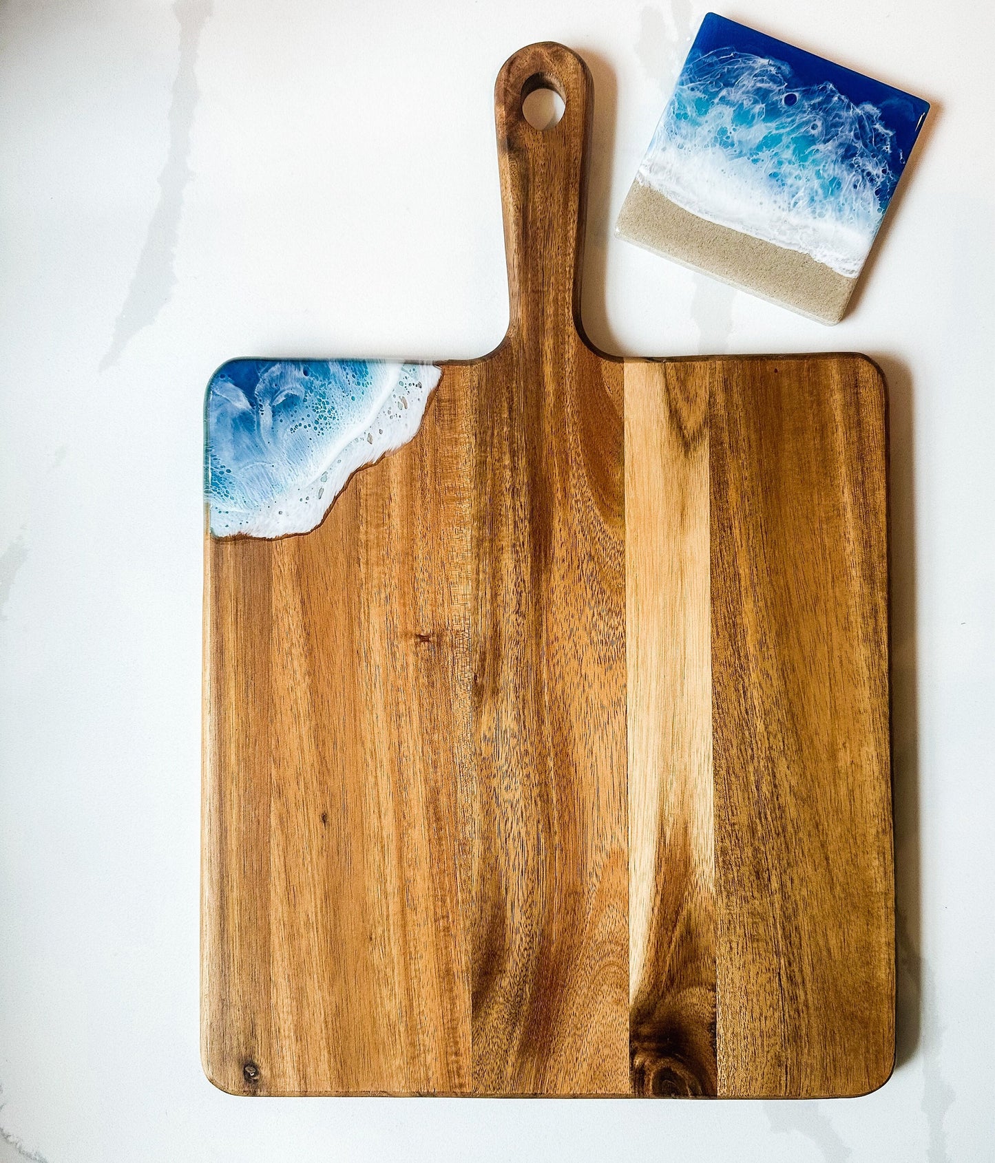Resin Ocean Waves Acacia Wood Charcuterie Board