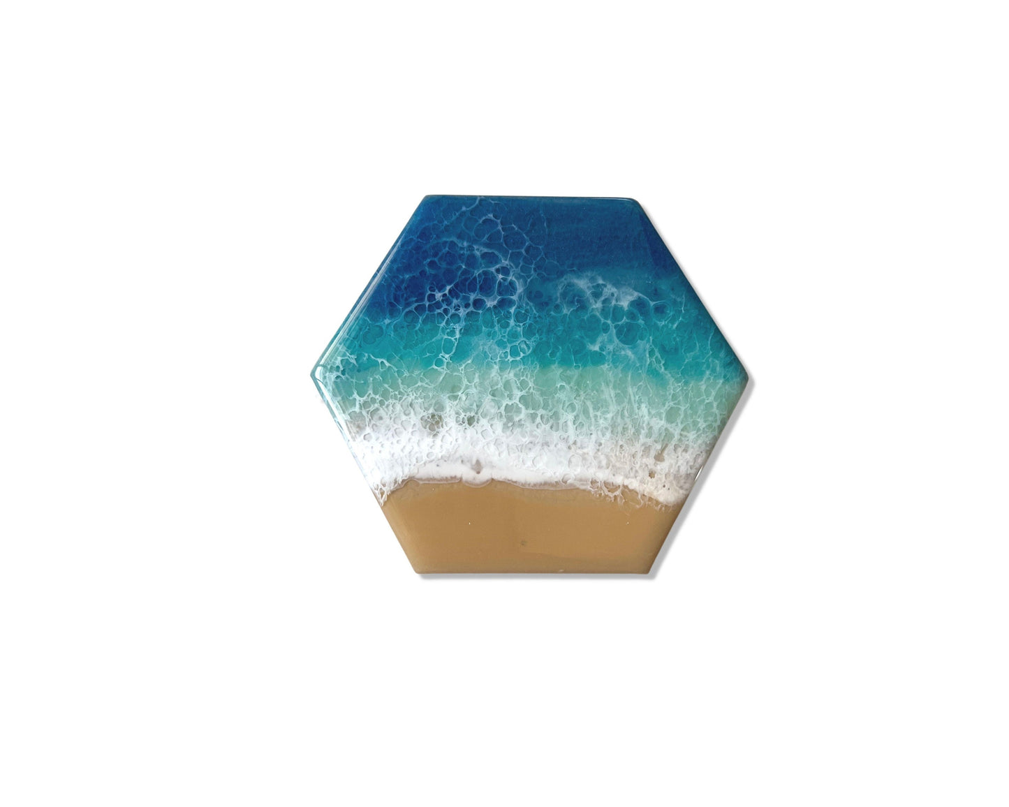 Resin Ocean Waves Ceramic Coasters - Hexagon