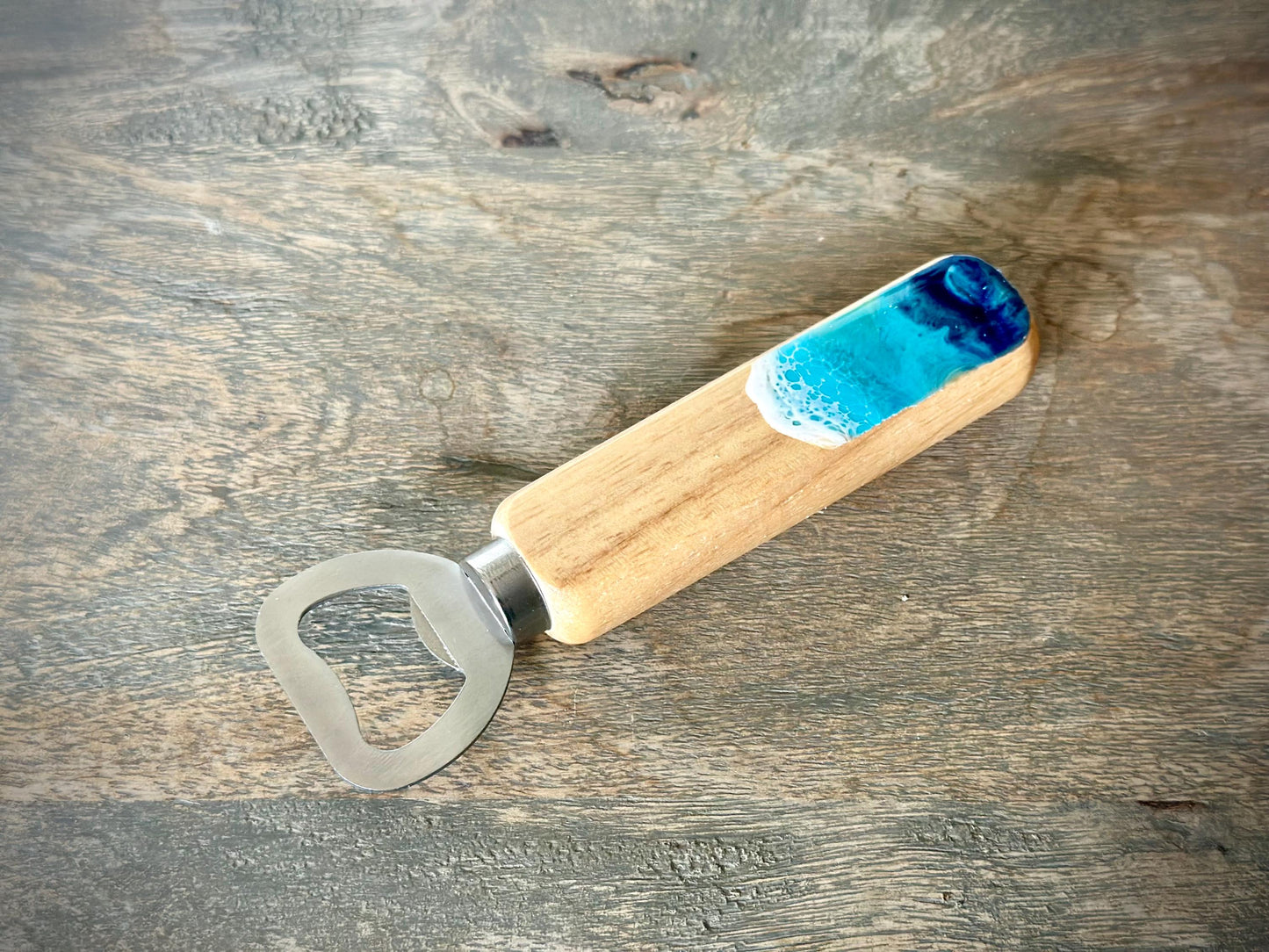 Wooden Resin Ocean Waves Bottle Opener - Beach Wedding Favor