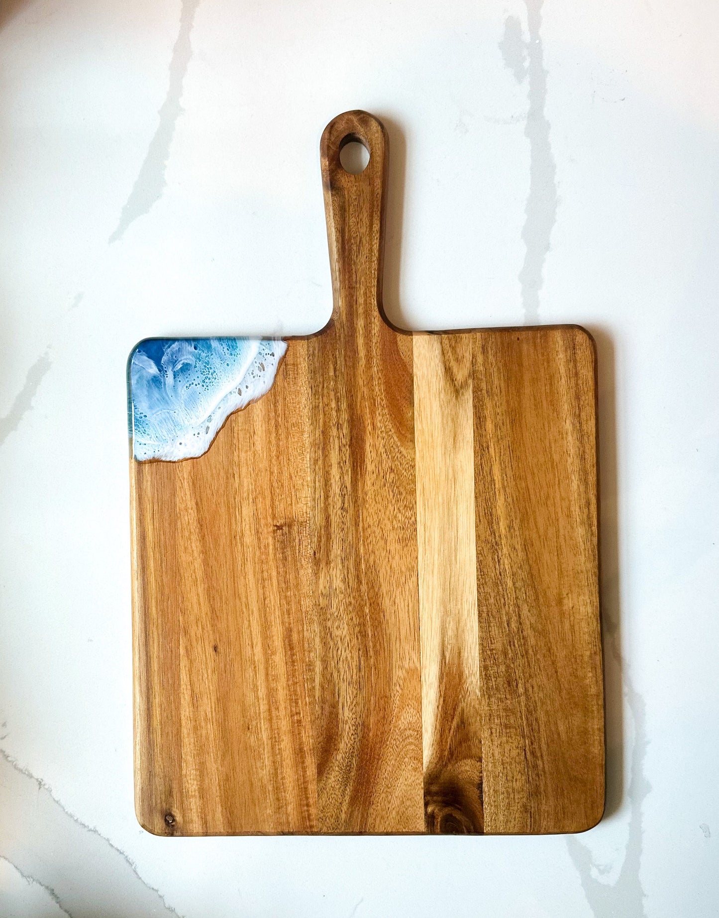 Resin Ocean Waves Acacia Wood Charcuterie Board
