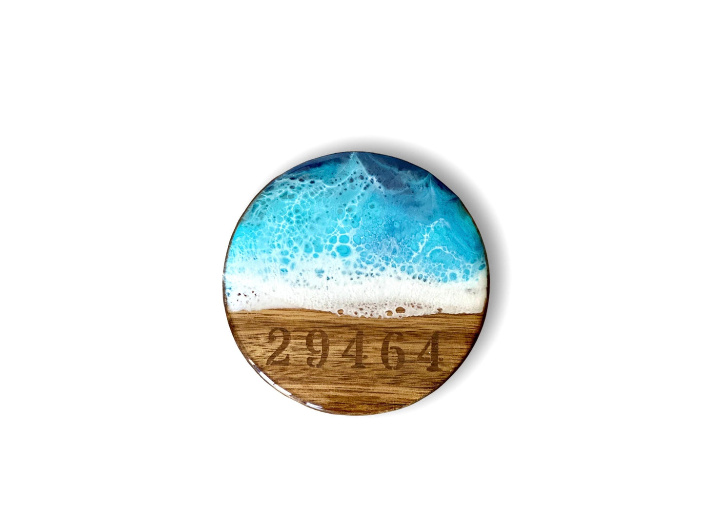Coasters Personalized with Zip Code - Resin Ocean Wave Coasters Custom- Housewarming gift beach - Realtor Closing Gift - Beach Wedding Gift