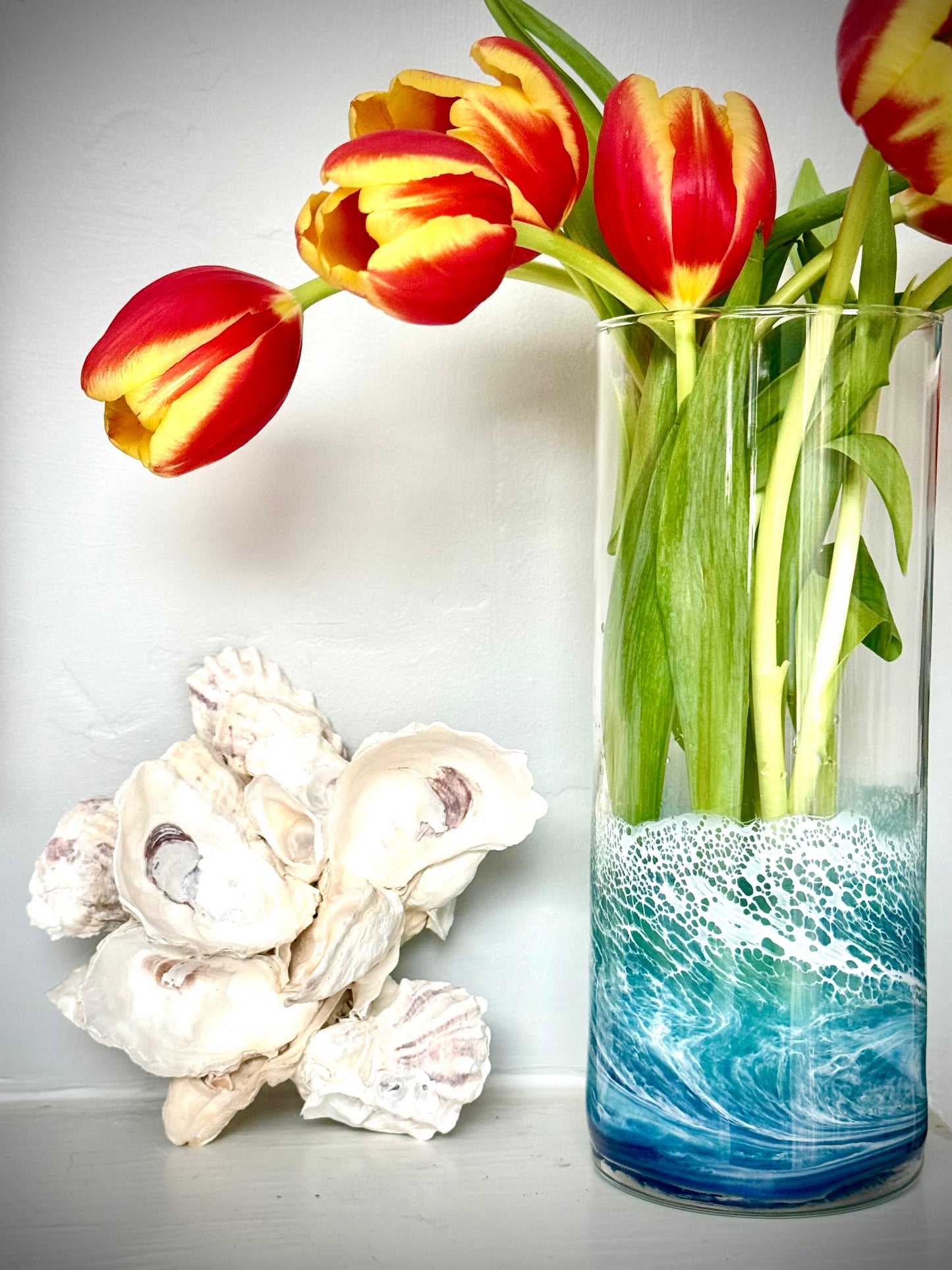 Handcrafted Ocean Wave Vase: Coastal Beach House Decor