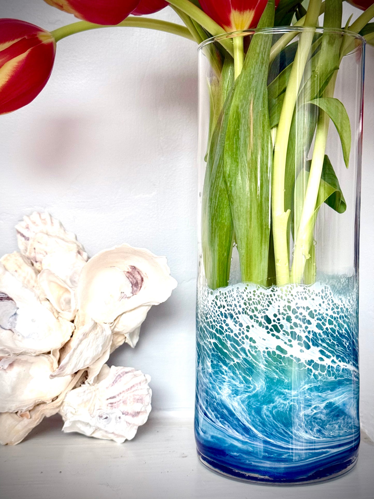 Handcrafted Ocean Wave Vase: Coastal Beach House Decor
