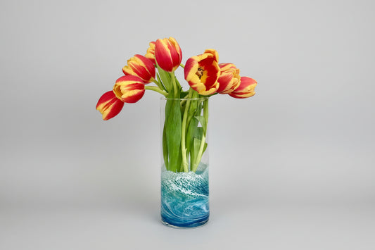 Handcrafted Ocean Wave Vase: Coastal Beach House Decor