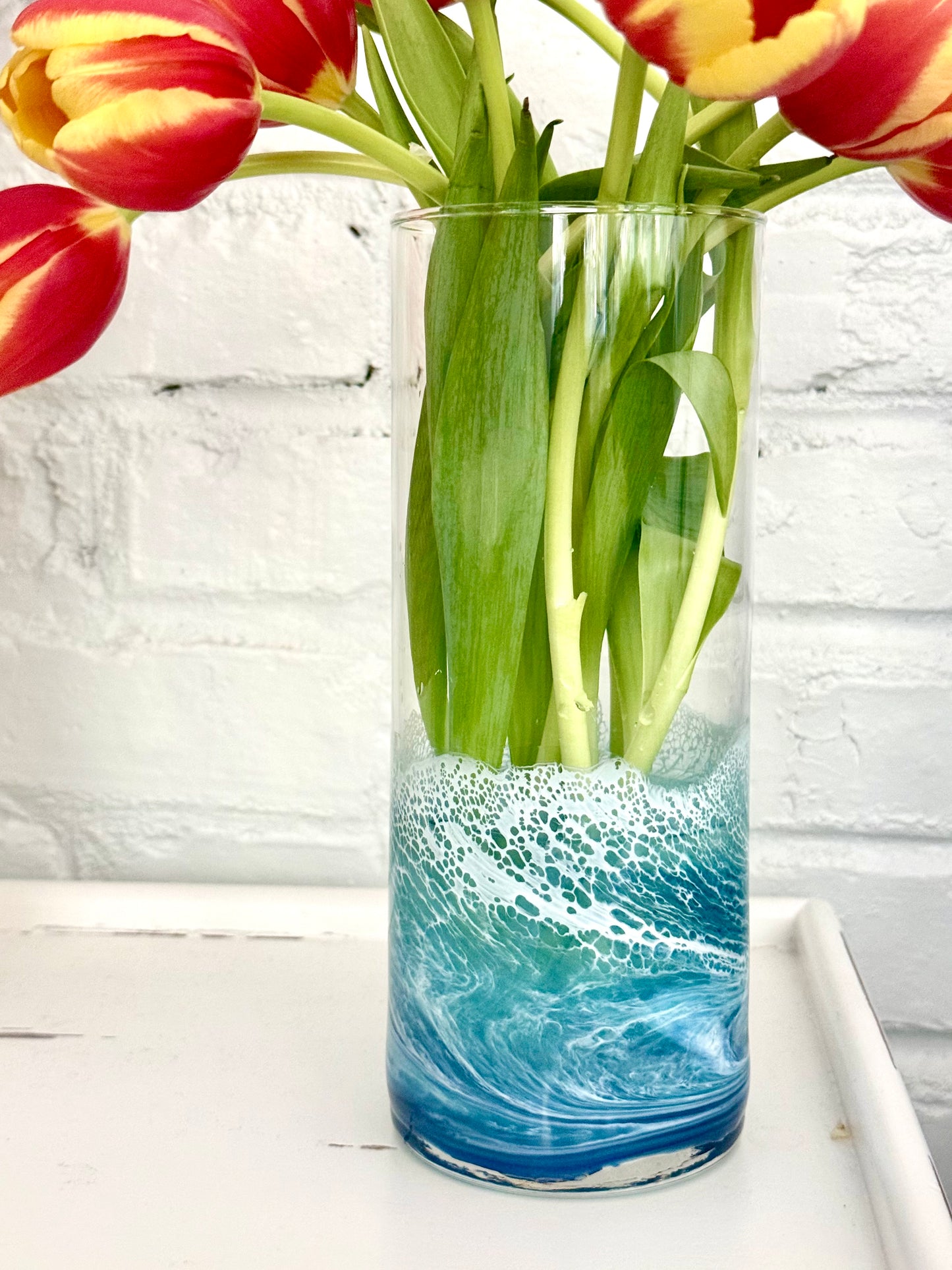 Handcrafted Ocean Wave Vase: Coastal Beach House Decor