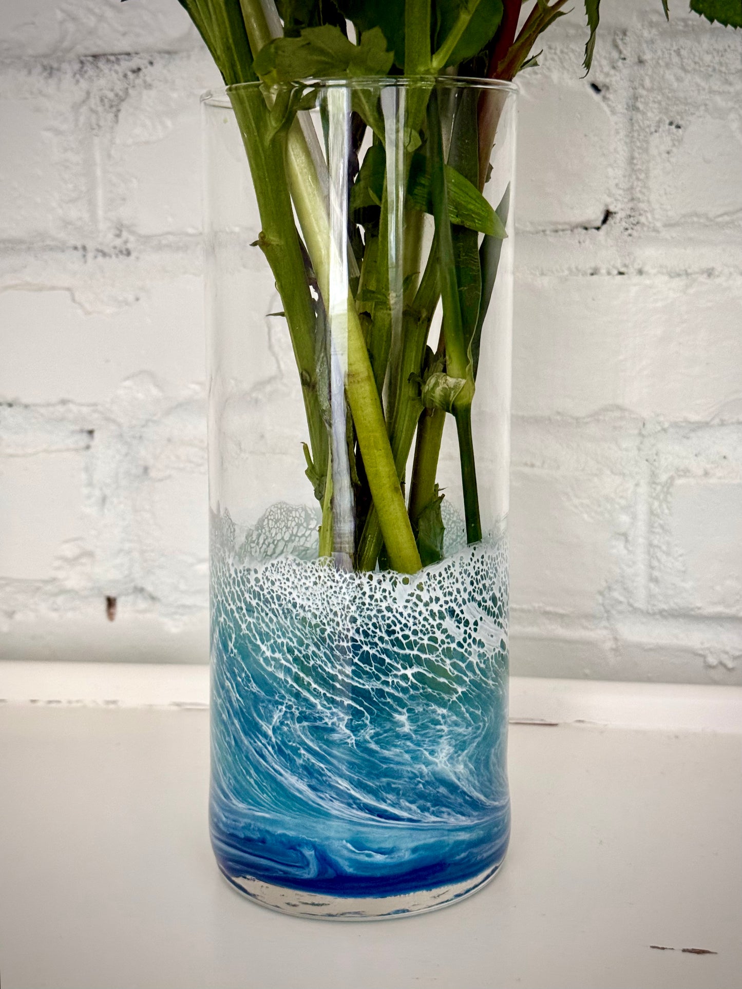 Handcrafted Ocean Wave Vase: Coastal Beach House Decor