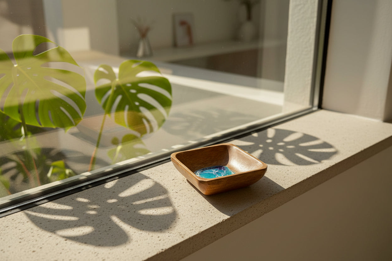 Ocean Resin Wave Oak Jewelry Dish | Minimalist Ring Holder