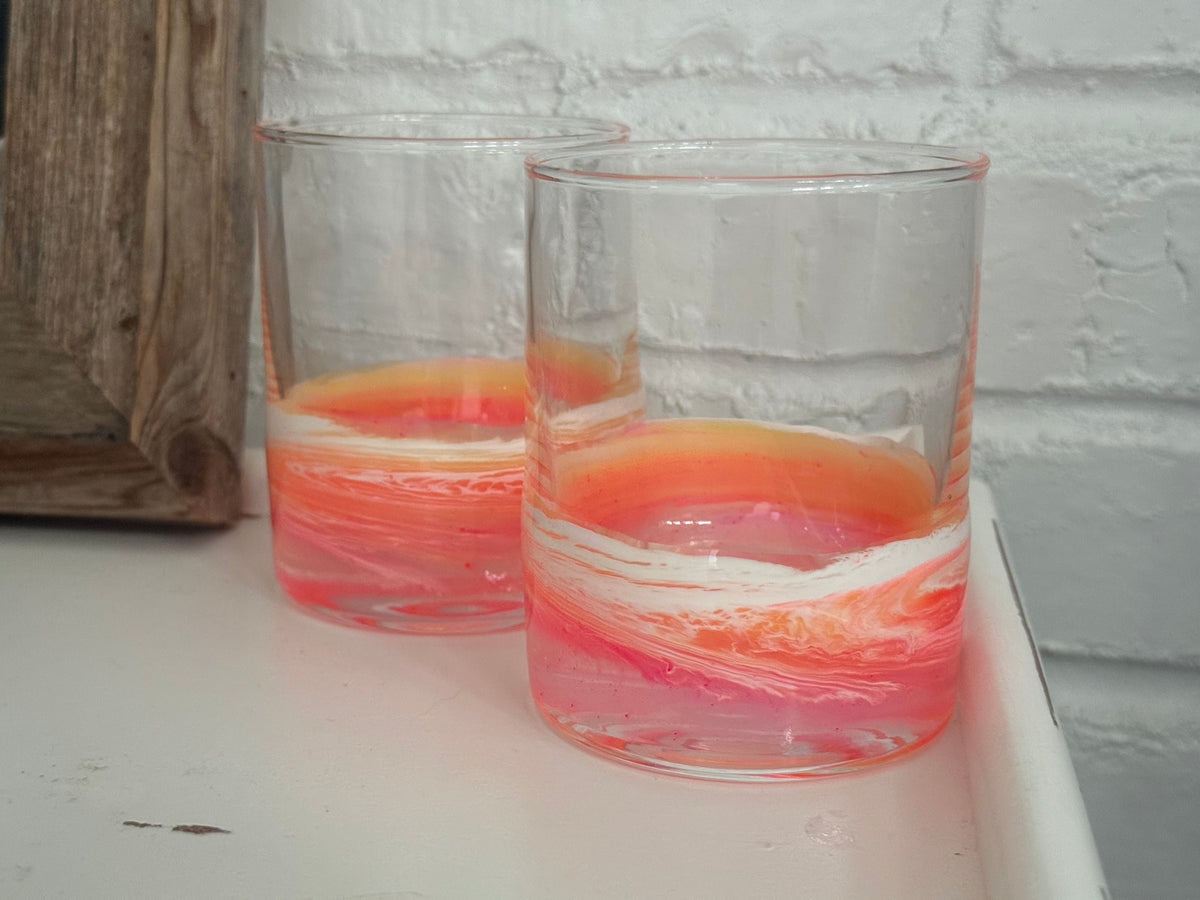 Sunset Resin Wave Rocks Glass | Coastal Barware Gift