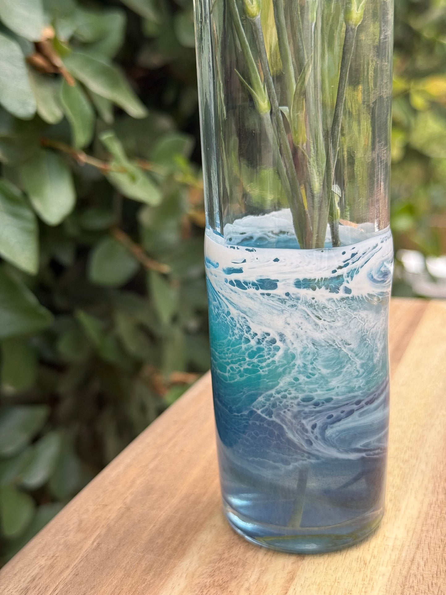 Ocean Wave Resin Glass Bud Vase