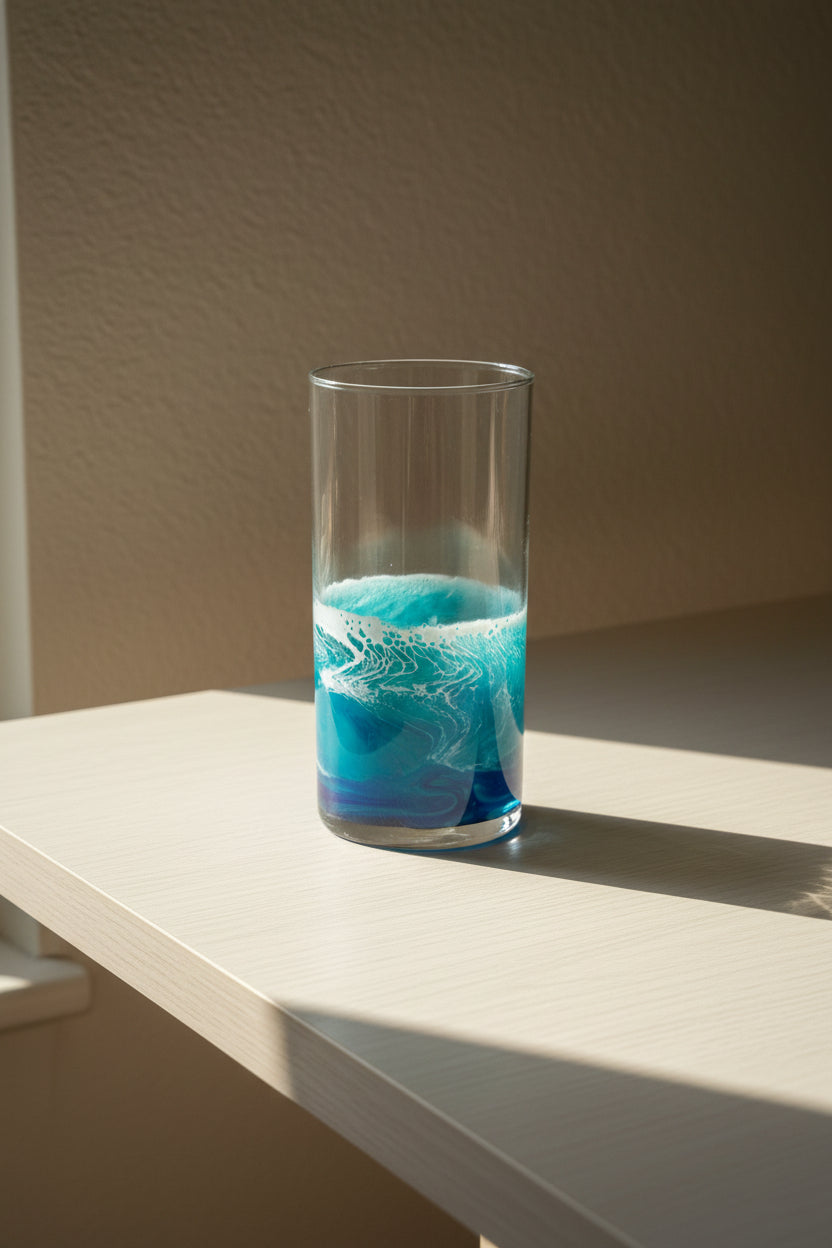 16 oz Coastal Resin Wave Rocks Glass