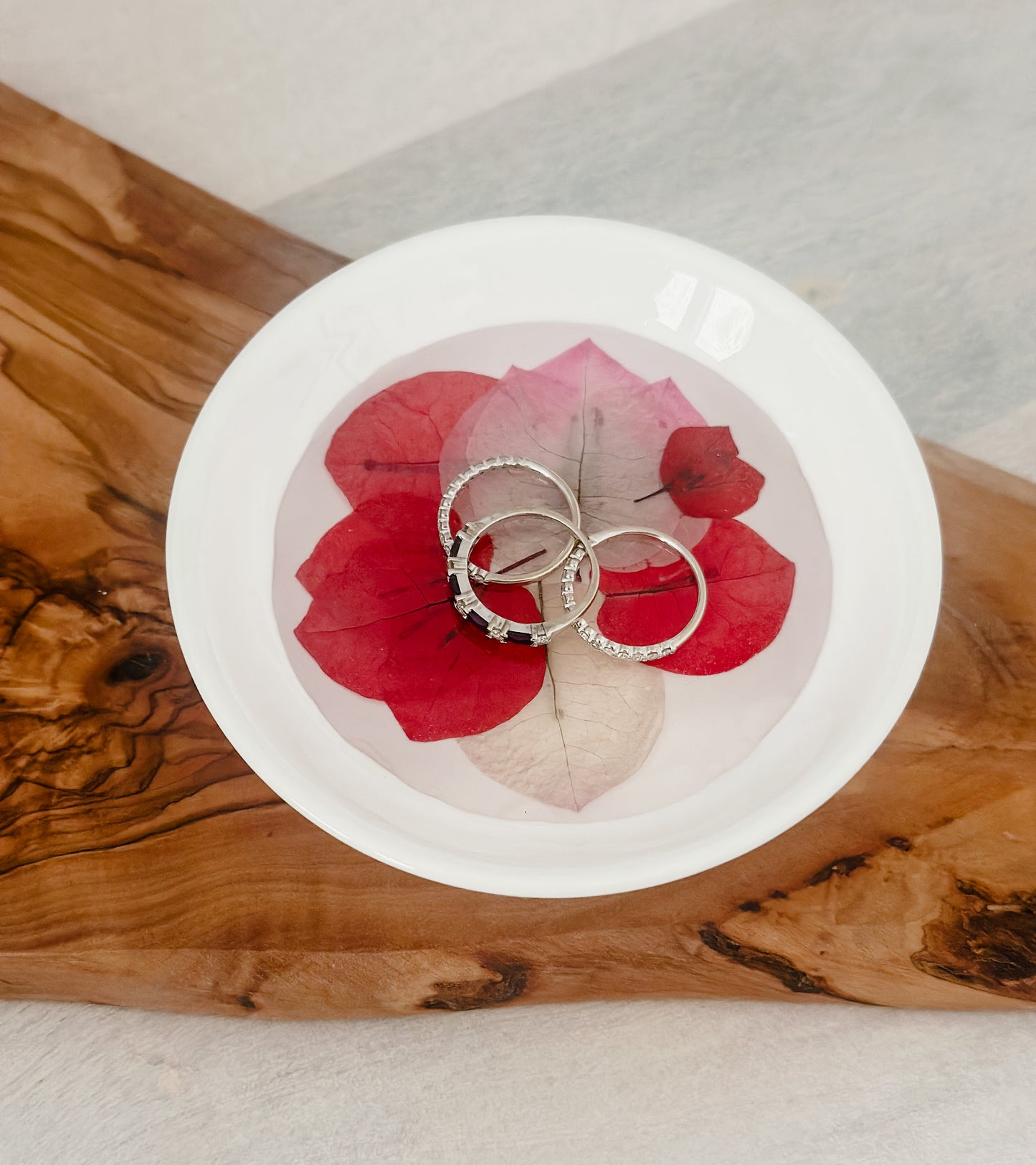 Ring Dish with Dried Flowers and Resin