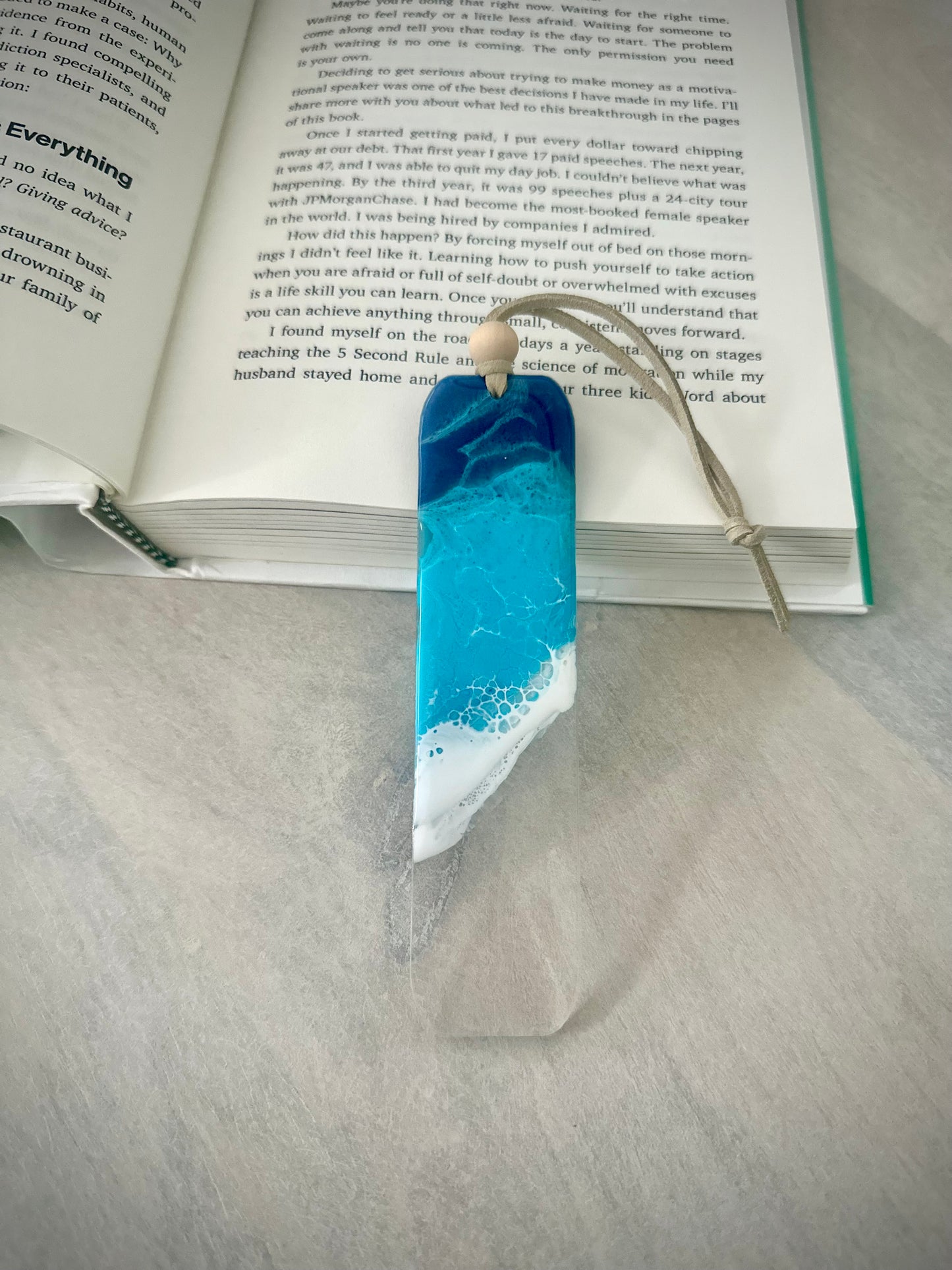 Resin Ocean Wave Bookmark: Handmade Acrylic Coastal Reader Gift