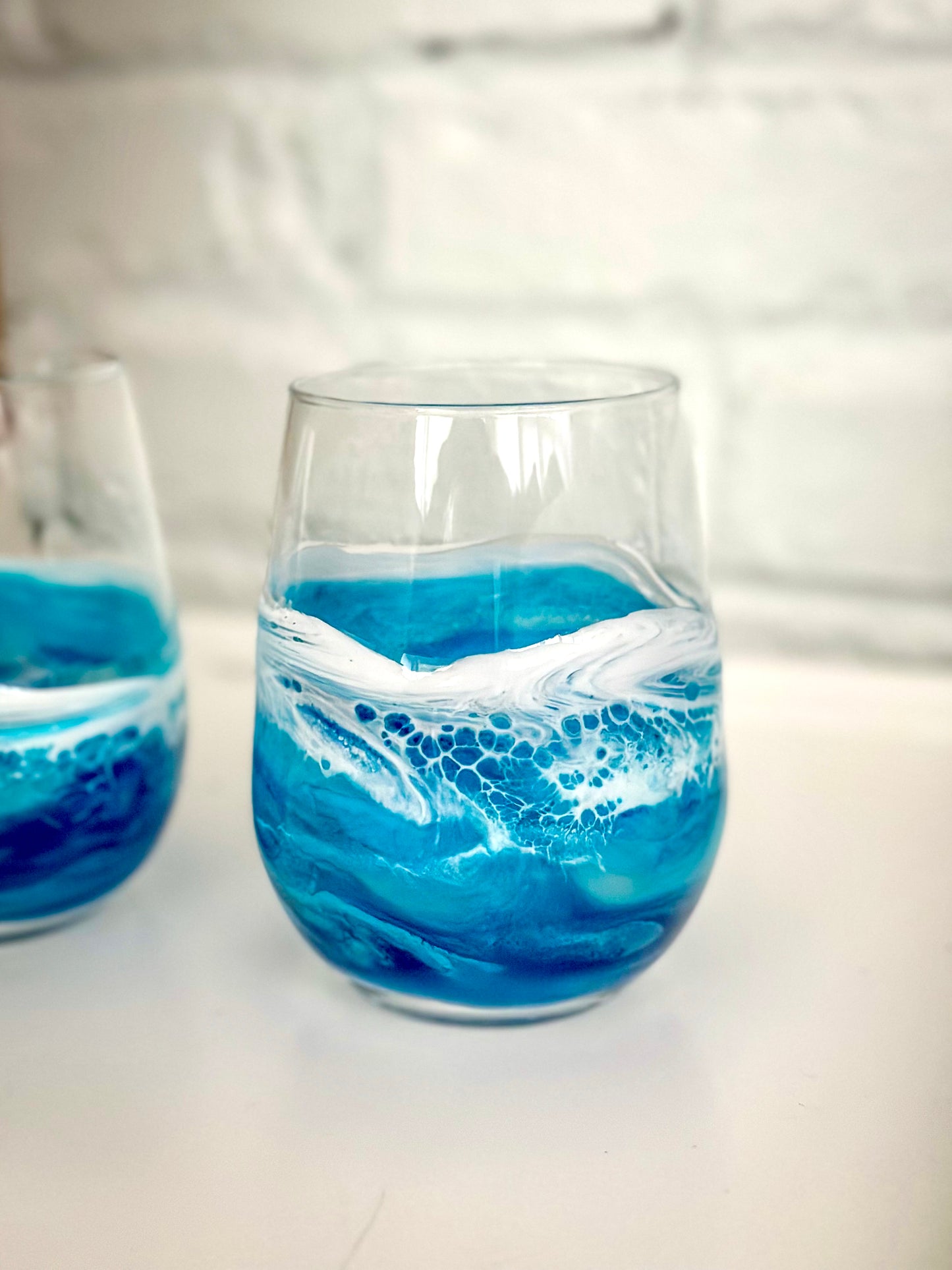 Resin Wave Stemless Wine Glass - Beach Glassware