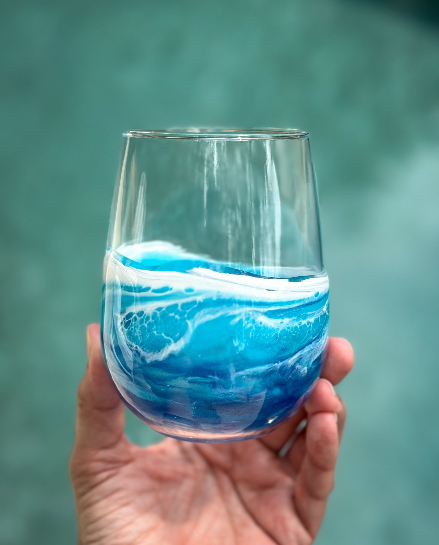 Resin Wave Stemless Wine Glass - Beach Glassware