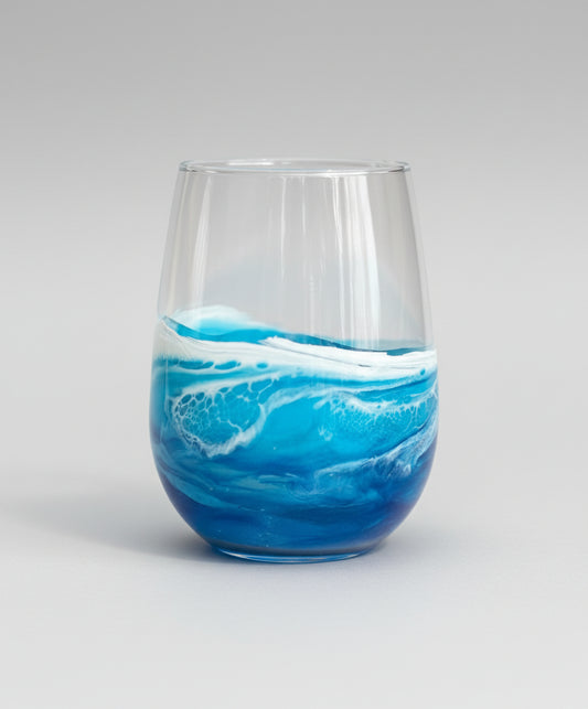 Resin Wave Stemless Wine Glass - Beach Glassware