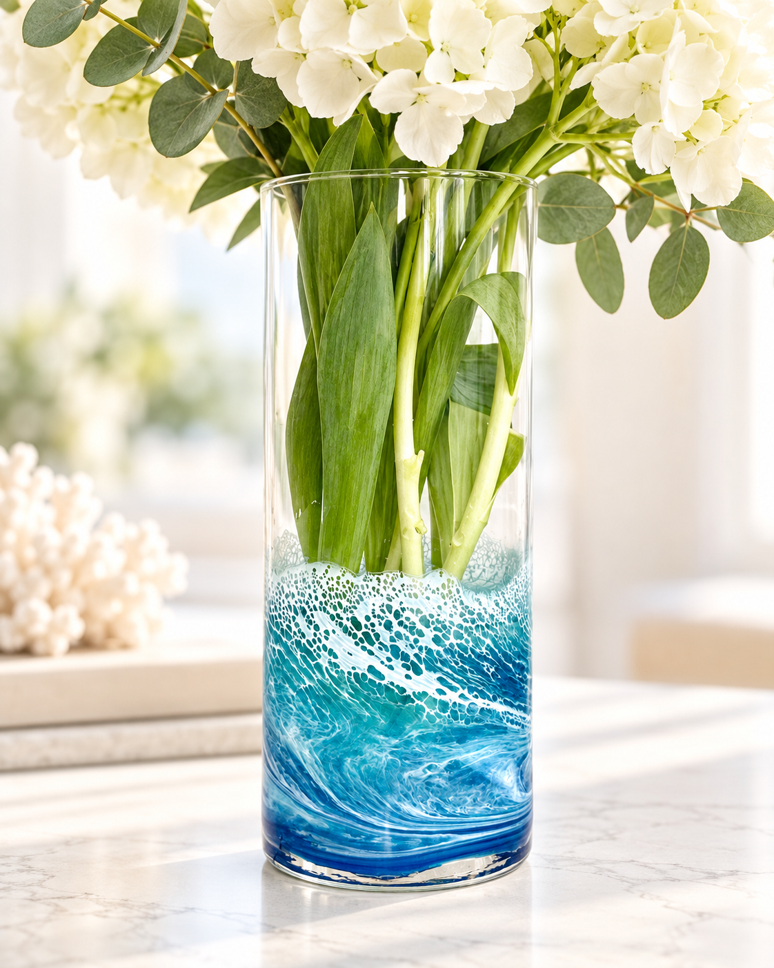 Handcrafted Ocean Wave Vase | Coastal Beach House Decor
