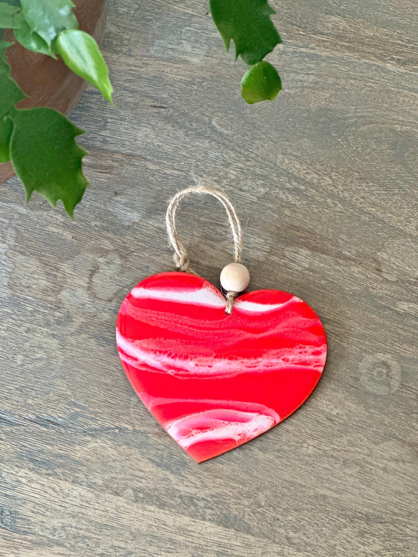 Personalized Valentines Day Basket Tag - Pink Resin Heart Tag with Name - Epoxy Resin Gift - Beach Inspired Wedding Guest Gift - Heart