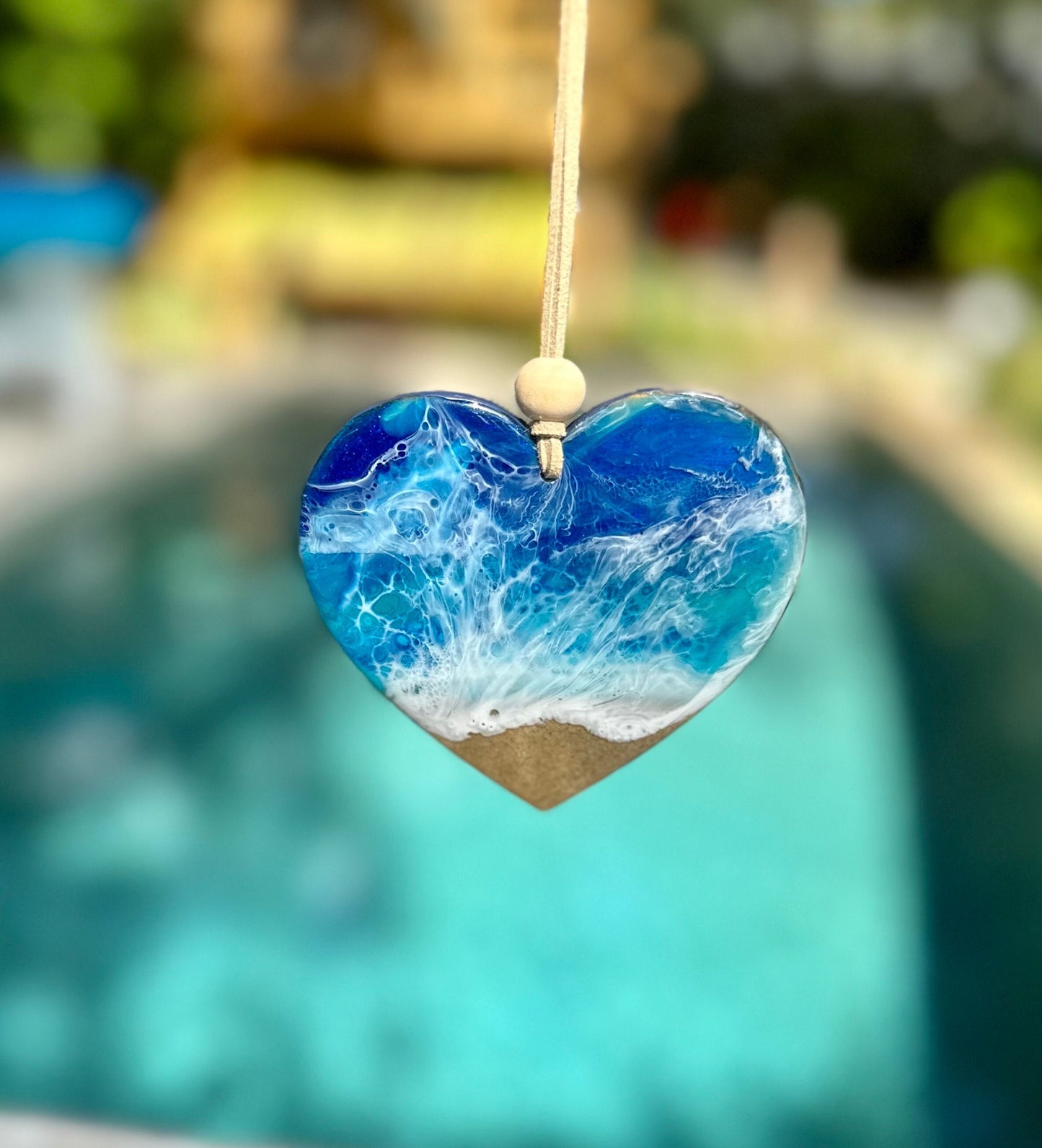 Resin Heart Art  - Ocean Resin Heart Ornaments