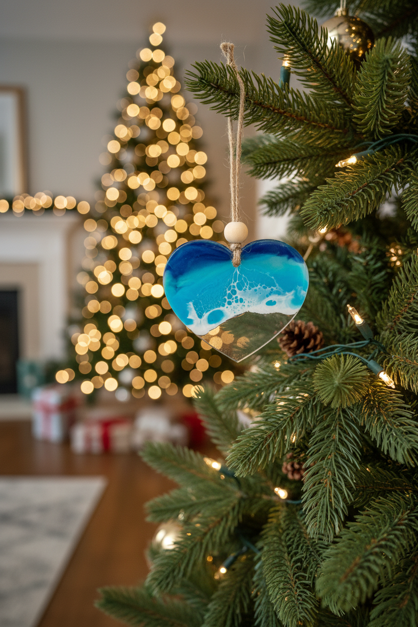 Acrylic Heart on Christmas Tree