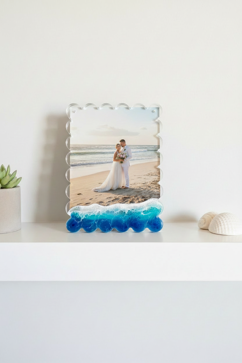 Acrylic Scallop Frame – Clean Floating Shelf No Props