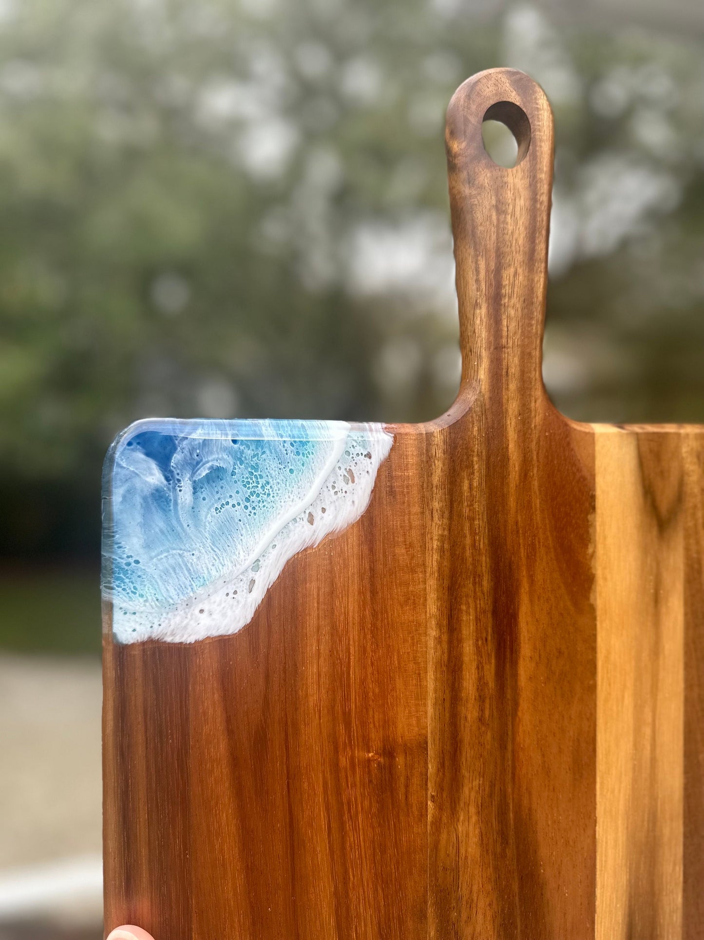 Resin Ocean Waves Acacia Wood Charcuterie Board