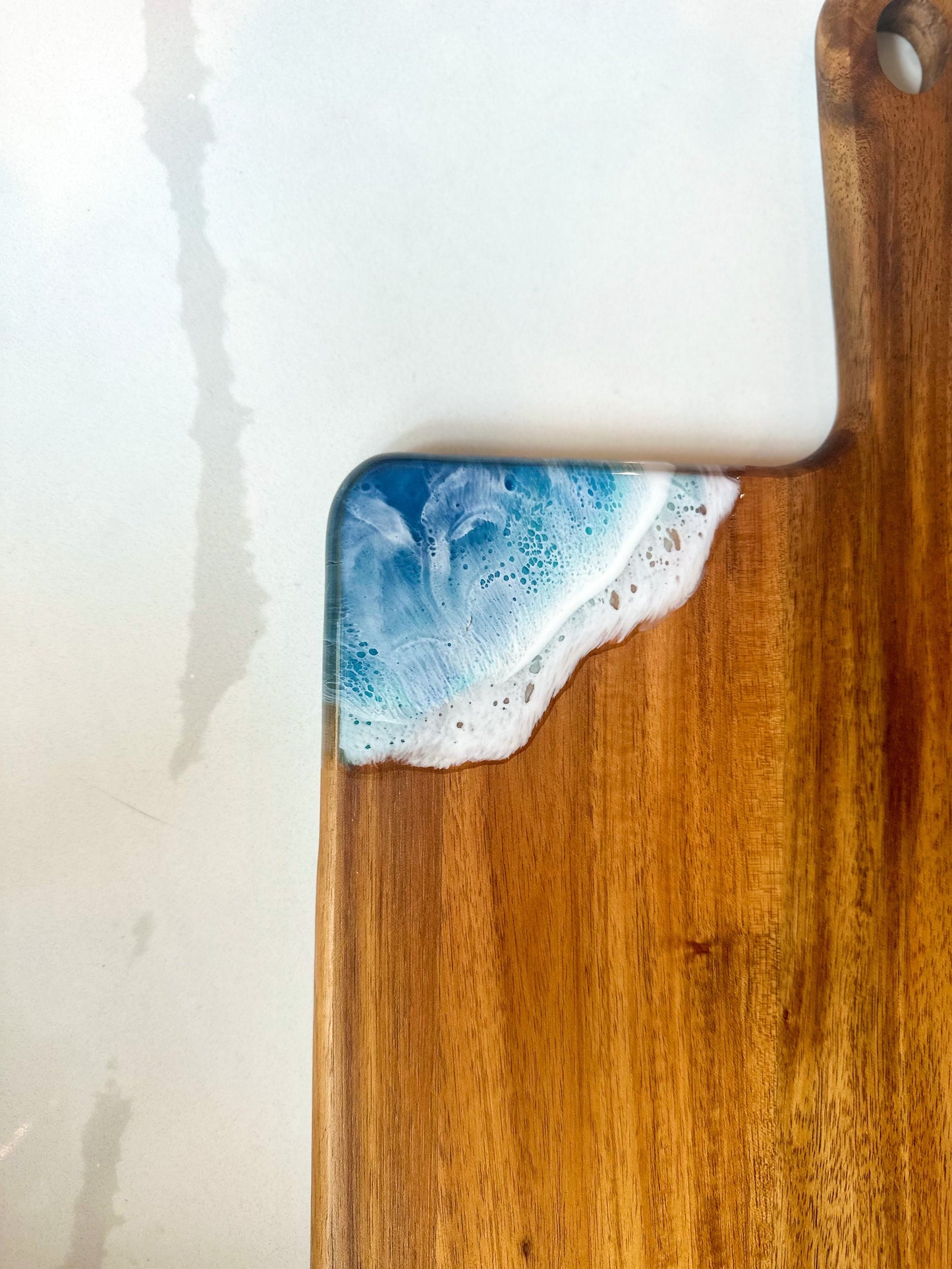 Resin Ocean Waves Acacia Wood Charcuterie Board