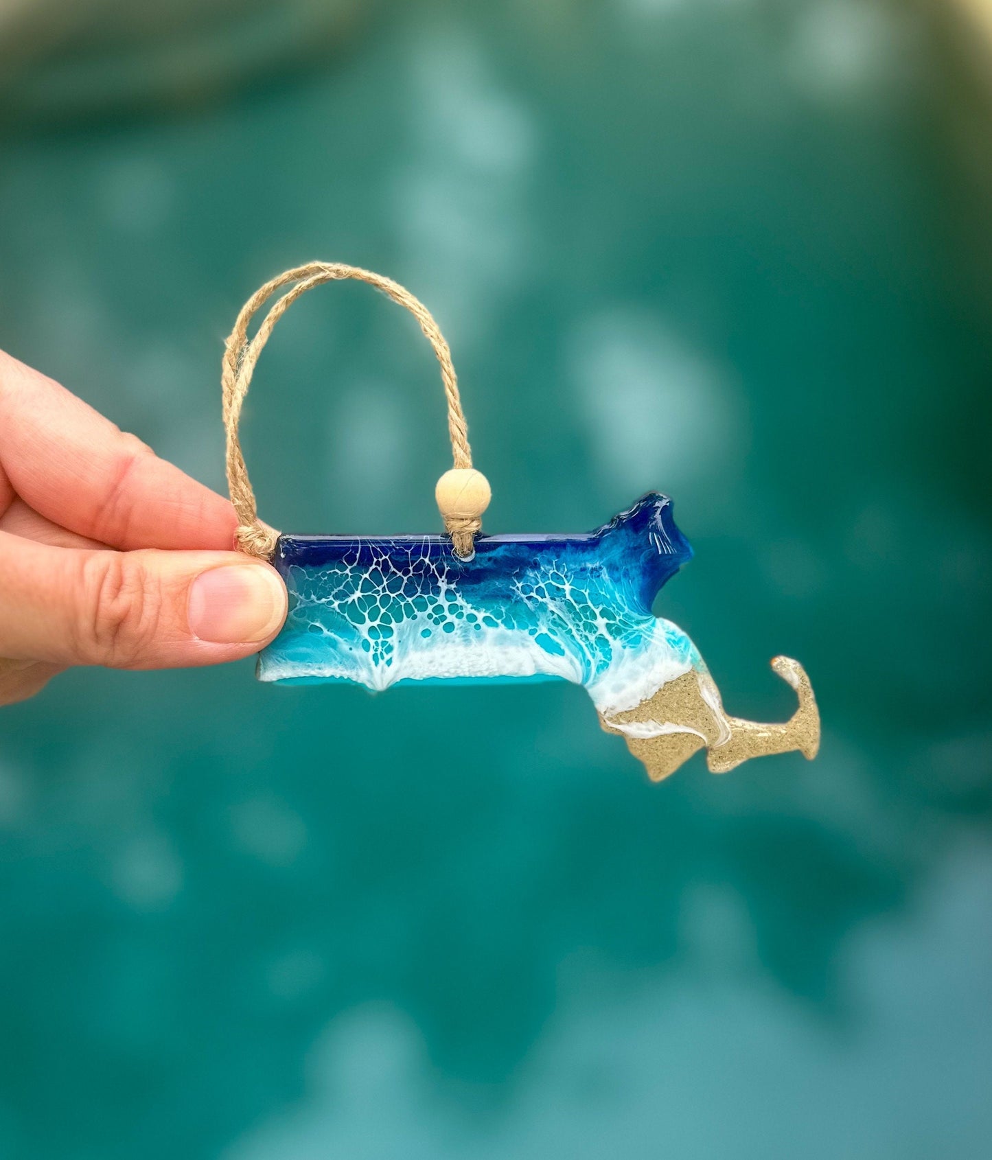 Ocean Resin Ornament - Massachusetts