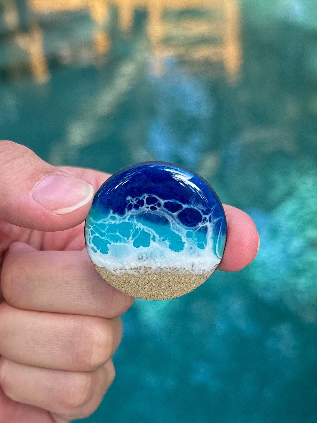 Ocean Resin Magnets Set of 3 - Fridge Magnets - Beach Wedding Favor