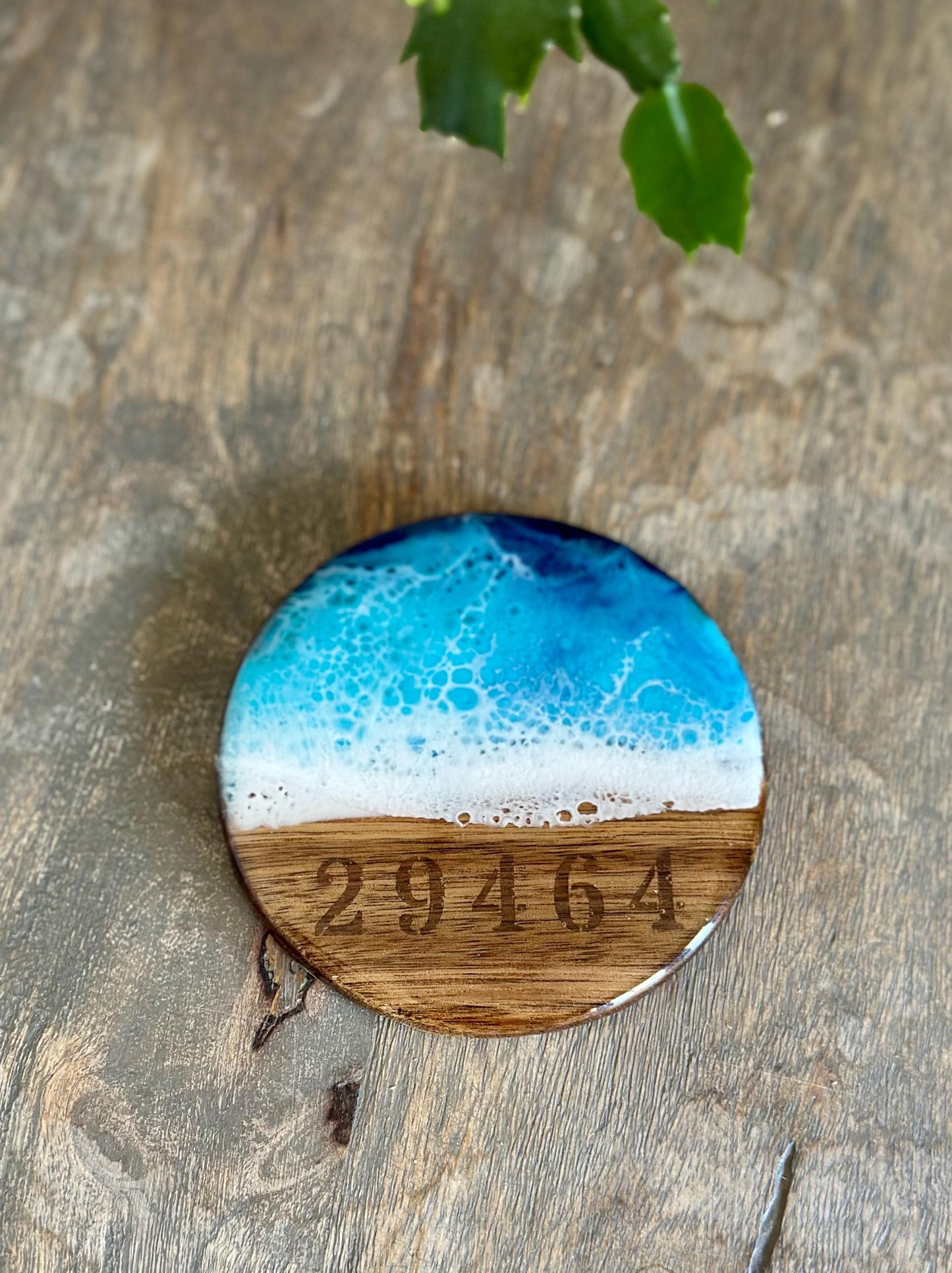 Coasters Personalized with Zip Code - Resin Ocean Wave Coasters Custom- Housewarming gift beach - Realtor Closing Gift - Beach Wedding Gift