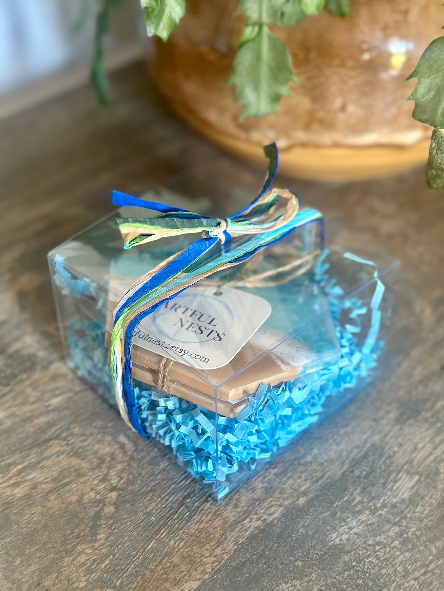 Resin Ocean Waves Ceramic Coasters - Hexagon