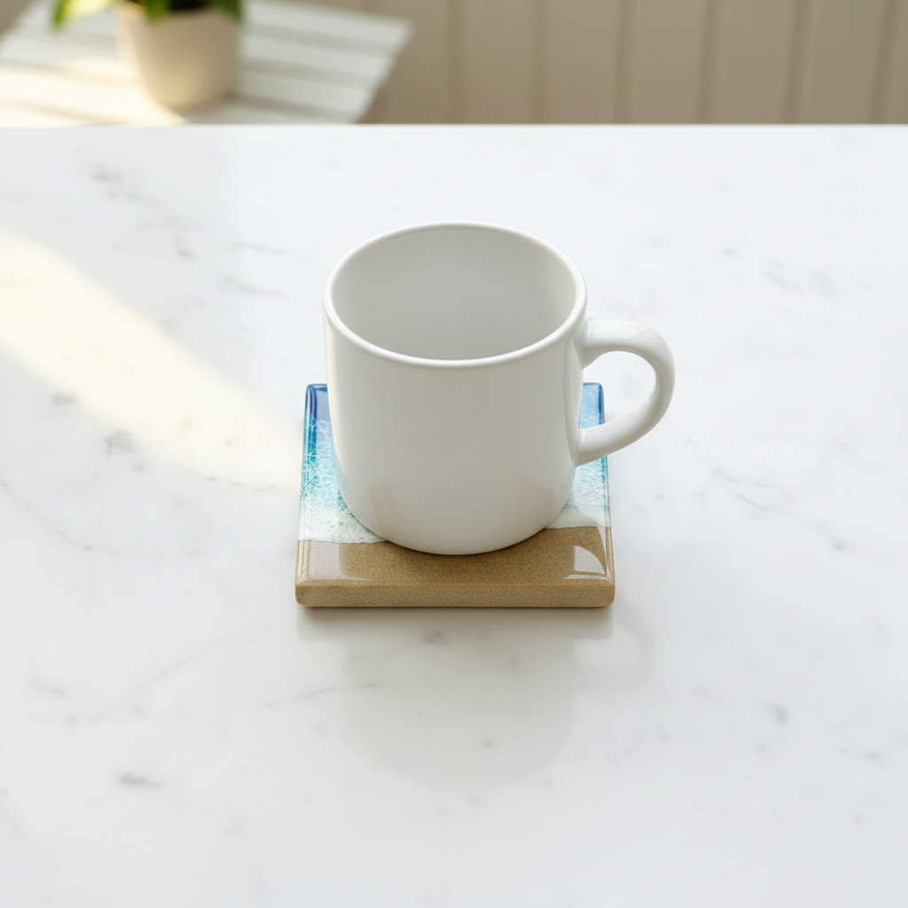 Front View Coffee Mug on Coaster
