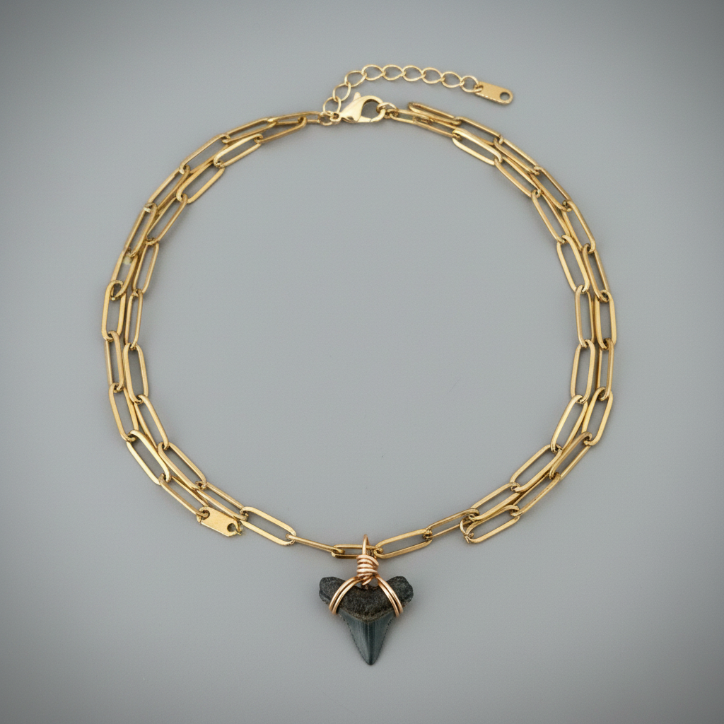 Gold Paperclip Shark Tooth - Studio